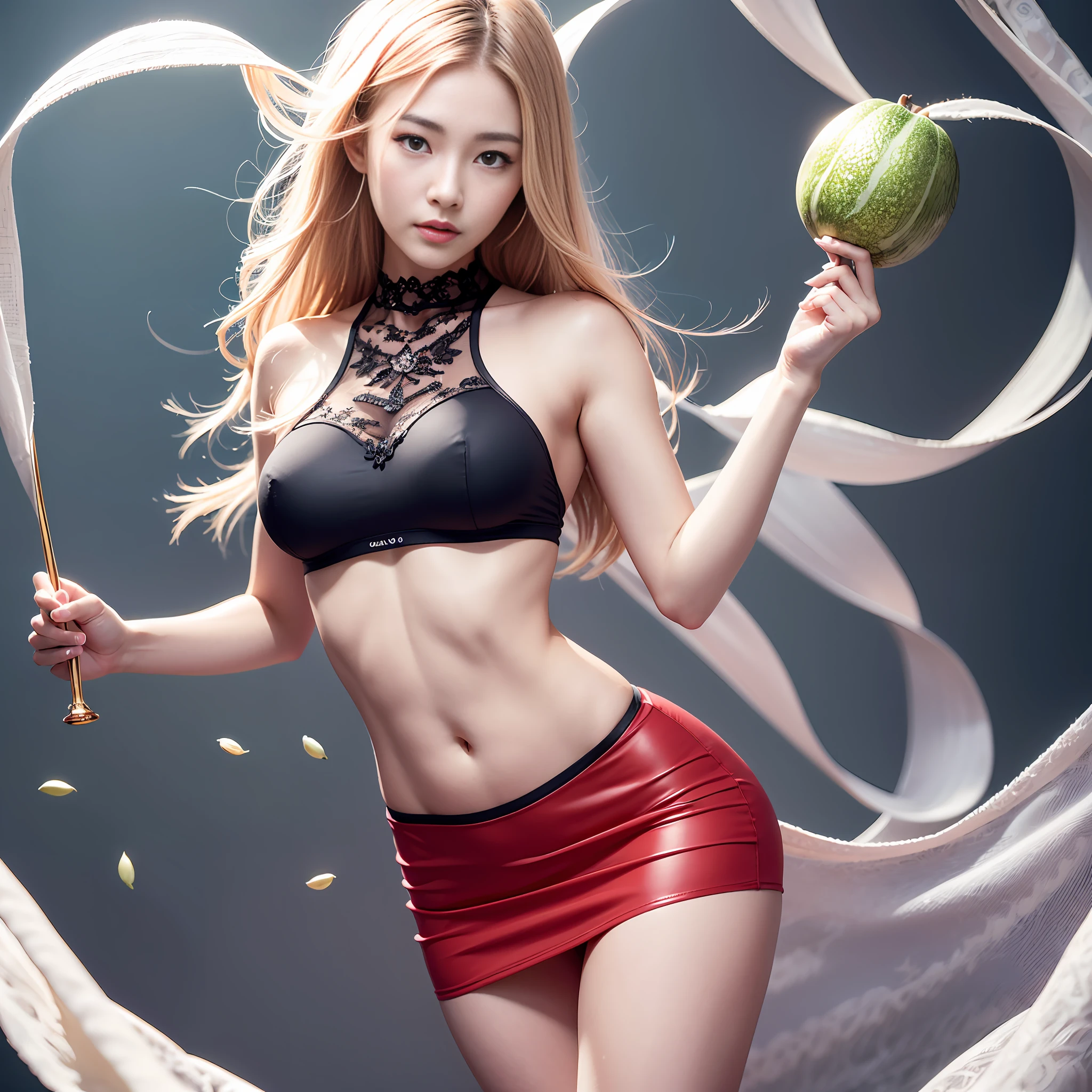 Korean, masterpiece, best quality, high quality, extremely detailed CG unity 8k wallpaper, (realistic, Photo real: 1.3), (RAW photo: 1.2), woman body set medium breasts, exposed breasts, full and natural breasts, full breasts, tender skin tone, straight buttocks, tights, tight short skirt, tight miniskirt, surreal, 8K, original photo, film grain, super high resolution, super detail, tall, very clear face, slender long legs, a pair of snow-white slender beautiful legs, like ivory carved jade legs, perfect proportion and length, stunning face, melon seed face, qiong nose cherry lips, eyebrows picturesque, amorous, charming, slender and slender waist, super detailed rendering