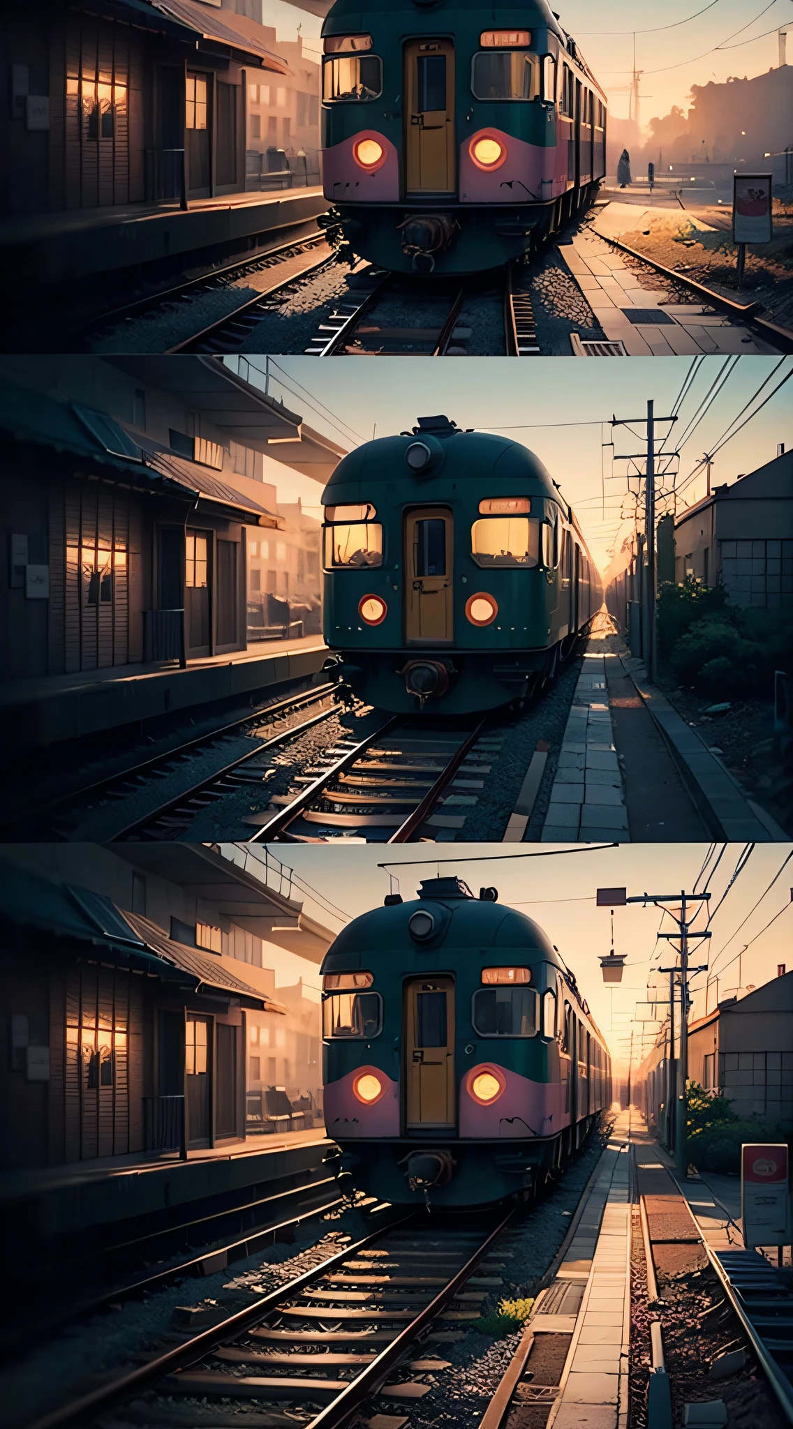 Masterpiece, anime train on tracks through a body of water, pink train. Romantic Train, Makoto Shinkai's picture, pixiv, concept art, lofi art style, reflection. by makoto shinkai, lofi art, beautiful anime scenes, anime scenery, detailed scenery—width 672, in style of makoto shinkai, style of makoto shinkai, details enhanced. --auto