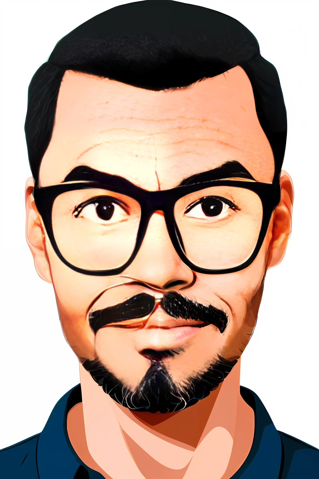 guttonerdvision6, Portrait of a man with glasses in cartoon style, vector, flat, detailed face, brown eyes, cartoon 3d, detailed, intricate, unreal engine