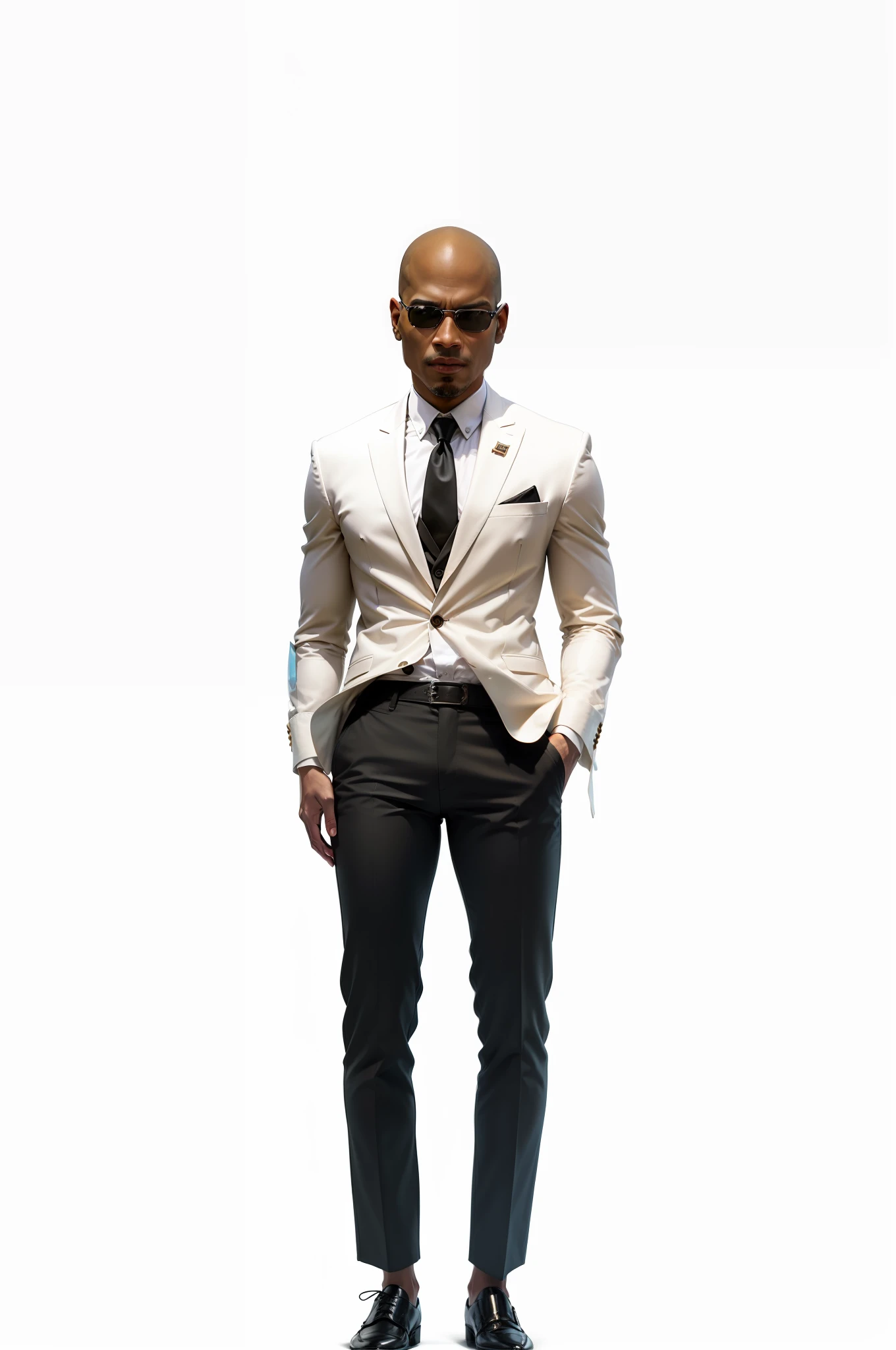Recreate selected areas. Insert white pants.