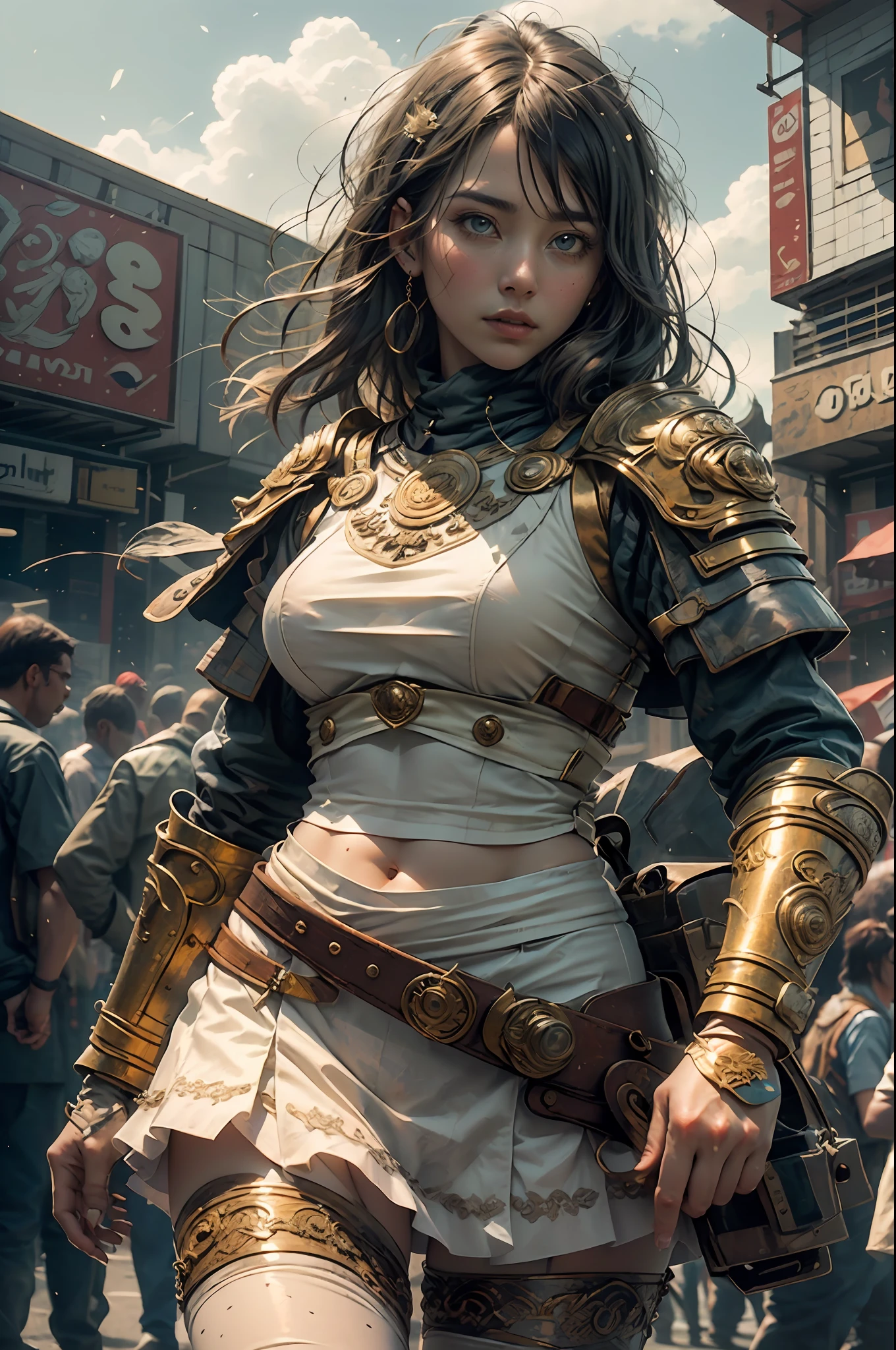 nsfw:1.5, masterpiece, best quality, high quality, high definition, high quality texture, high quality shadow, high detail, beautiful detailed, finely detailed, extremely detailed cg, detailed texture, a realistic representation of the face, realistic, colorful, delicate, cinematic light, side lighting, Lens Flare, Ray tracing, sharp focus, (1girl, __focus__:1.3), (complex details, makeup, PureErosFace_V1:0.5), (beautiful and delicate detailed face, Detailed beautiful and delicate eyes, a perfect face proportion, highly detailed skin, detailed skin, best ratio four fingers and a thumb, arms under the chest, medium large breasts, wide hips, flat belly, slim and thin, __moda__, __cabelo__:1.3), __localização__, cameltoe, white panties, skirt lift, city, street, sun, cloud, wall, inclined,