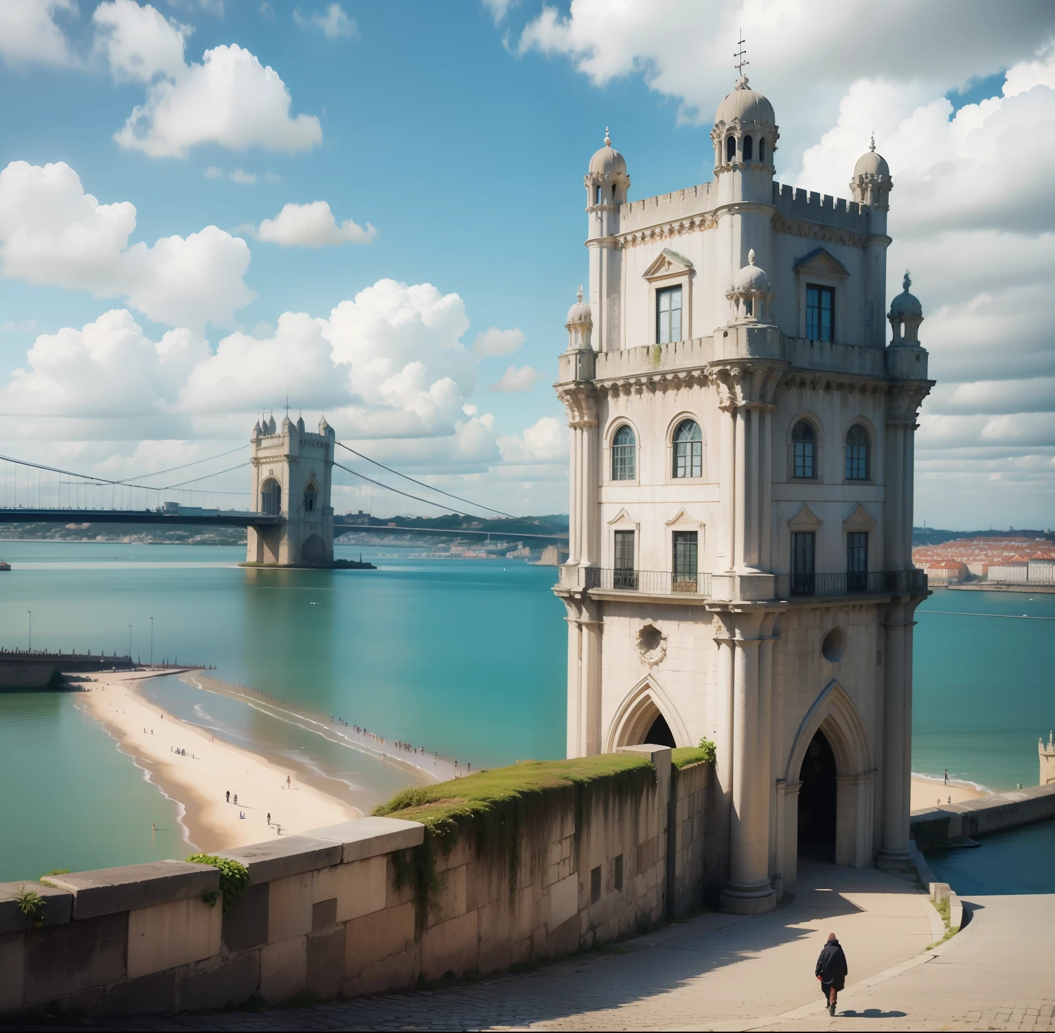 belem tower lisbon portugal, cubism , by pablo picasso --auto