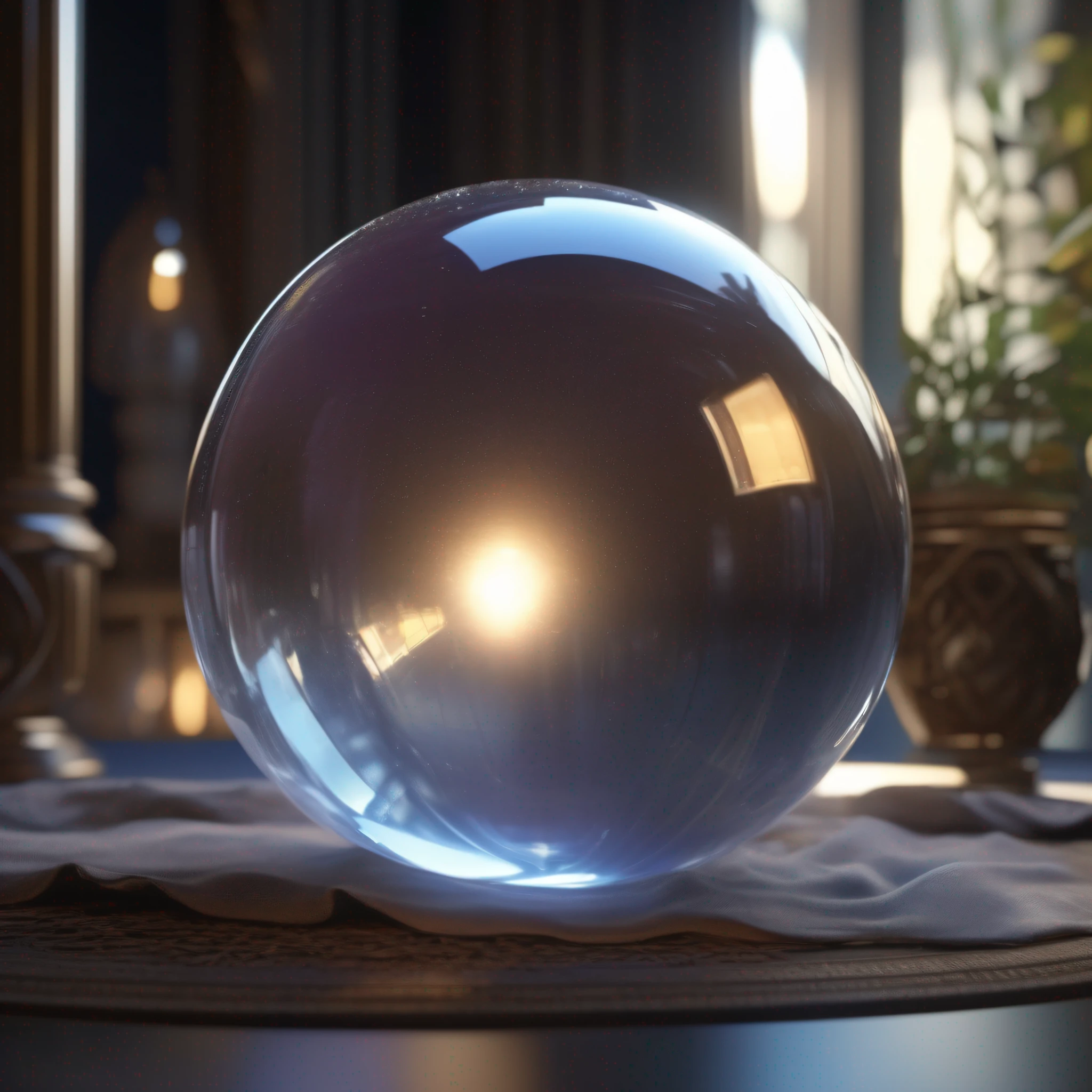 (beautiful sphere with high transparency), beautiful, round crystal, ultra detail, amazing lighting, hyper detail, 8K, unreal engine 5, 3d rendering, fortune telling, shining Transparent inside the sphere