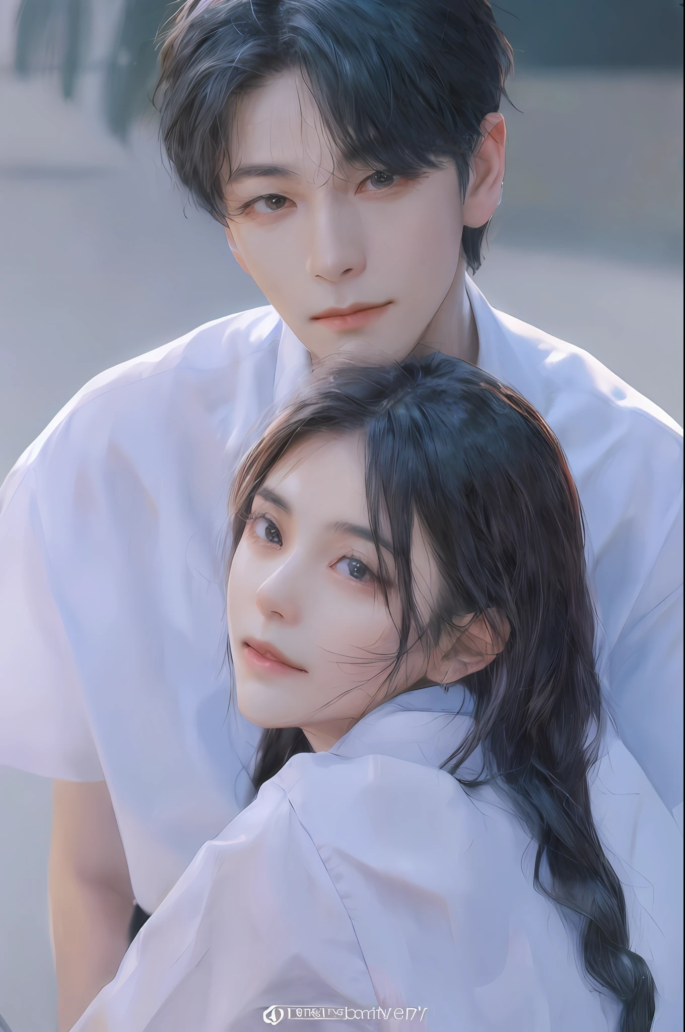 (absurdres, highres, ultra detailed), 2others, couple, 1man with 1woman, mature, Height difference, happy, love, hug, upper body