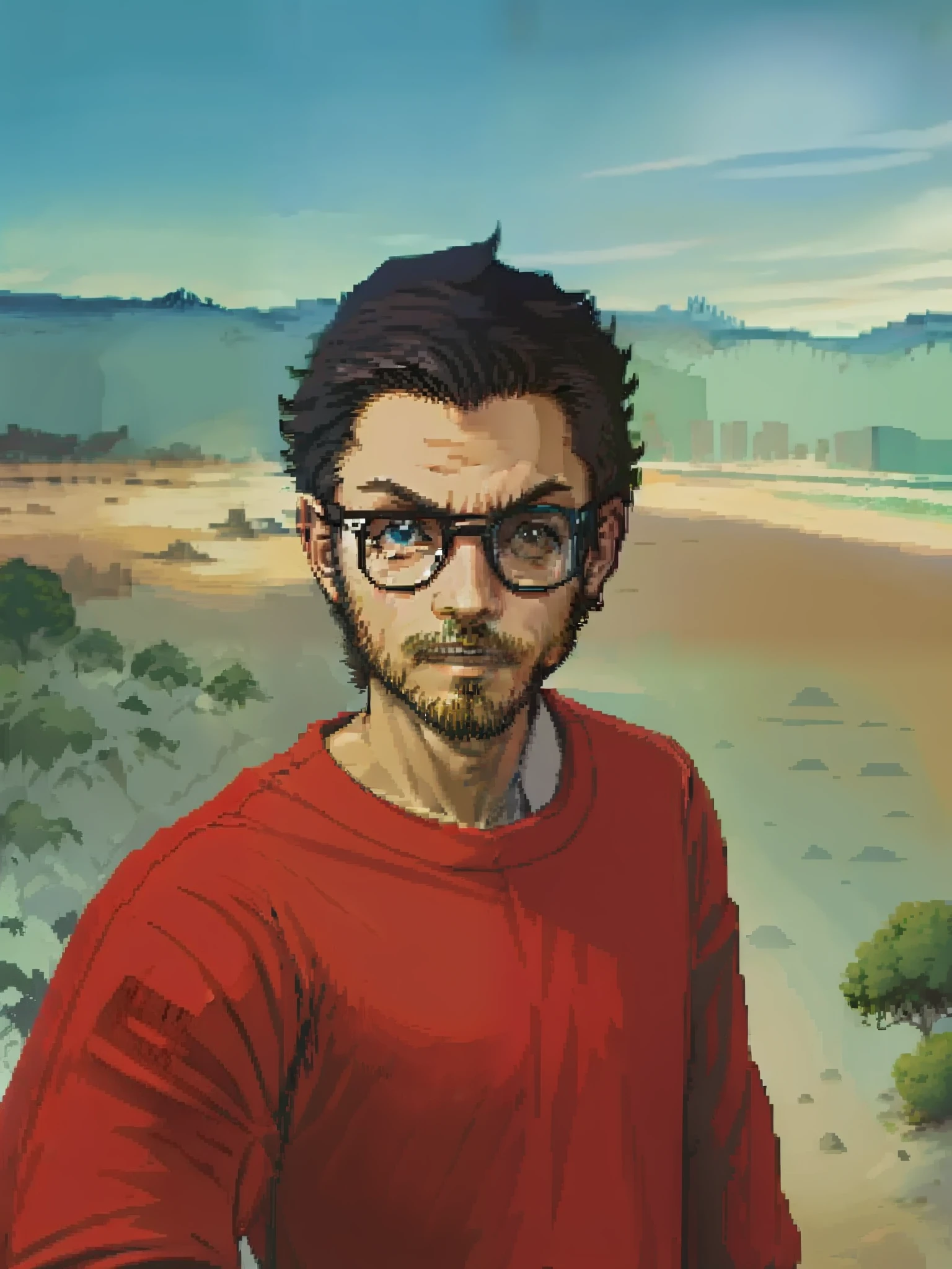 Keep original face, glasses, male