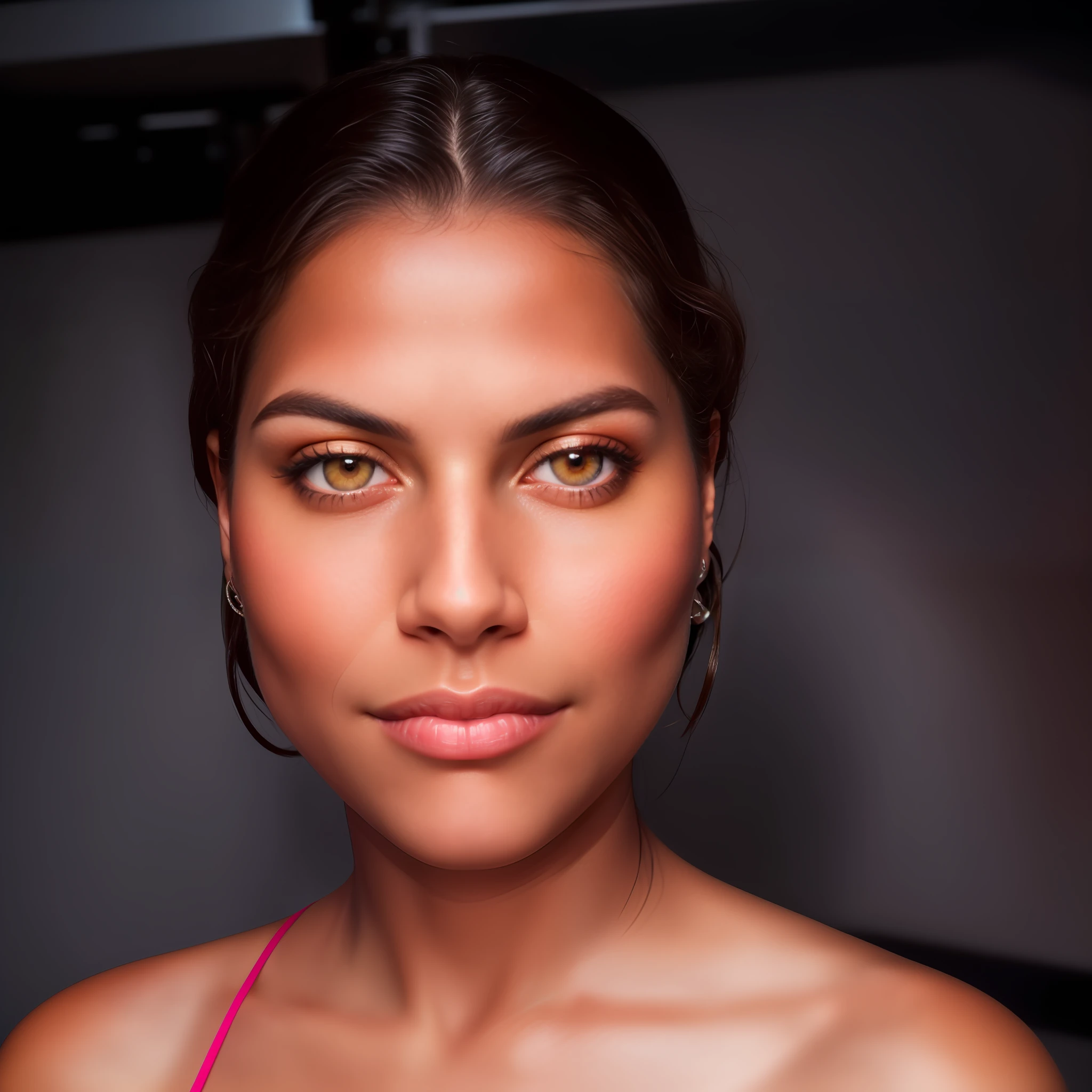 portrait of a ((very stunning)) woman with wavy black hair,epic (photo, studio lighting, hard light, sony a7, 50 mm, matte skin, pores, colors, hyperdetailed, hyperrealistic), face forwards, ((symmetric)), ethereal,  by ilya kuvshinov, sharp focus,