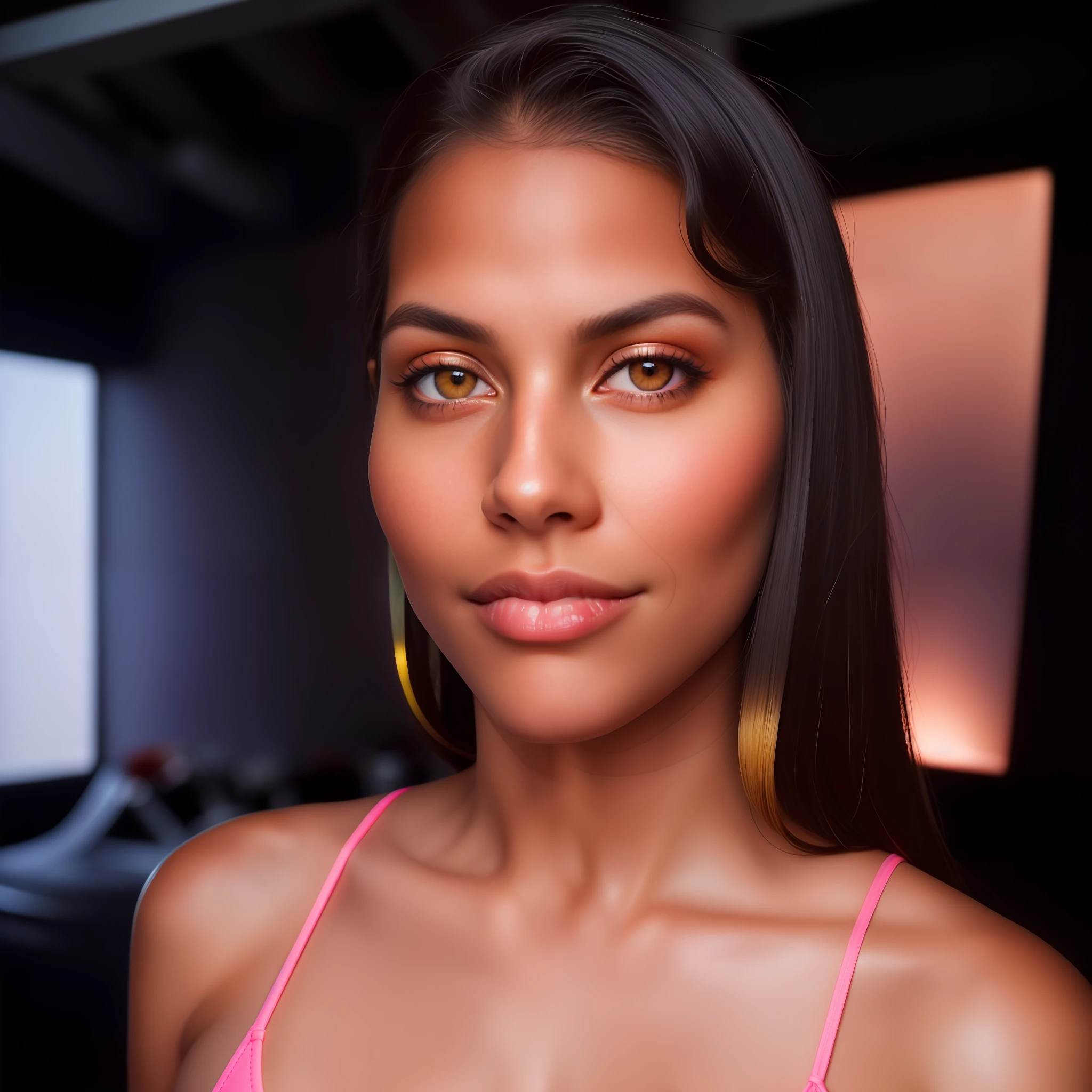 portrait of a ((very stunning)) woman with wavy black hair,epic (photo, studio lighting, hard light, sony a7, 50 mm, matte skin, pores, colors, hyperdetailed, hyperrealistic), face forwards, ((symmetric)), ethereal, by ilya kuvshinov, sharp focus,