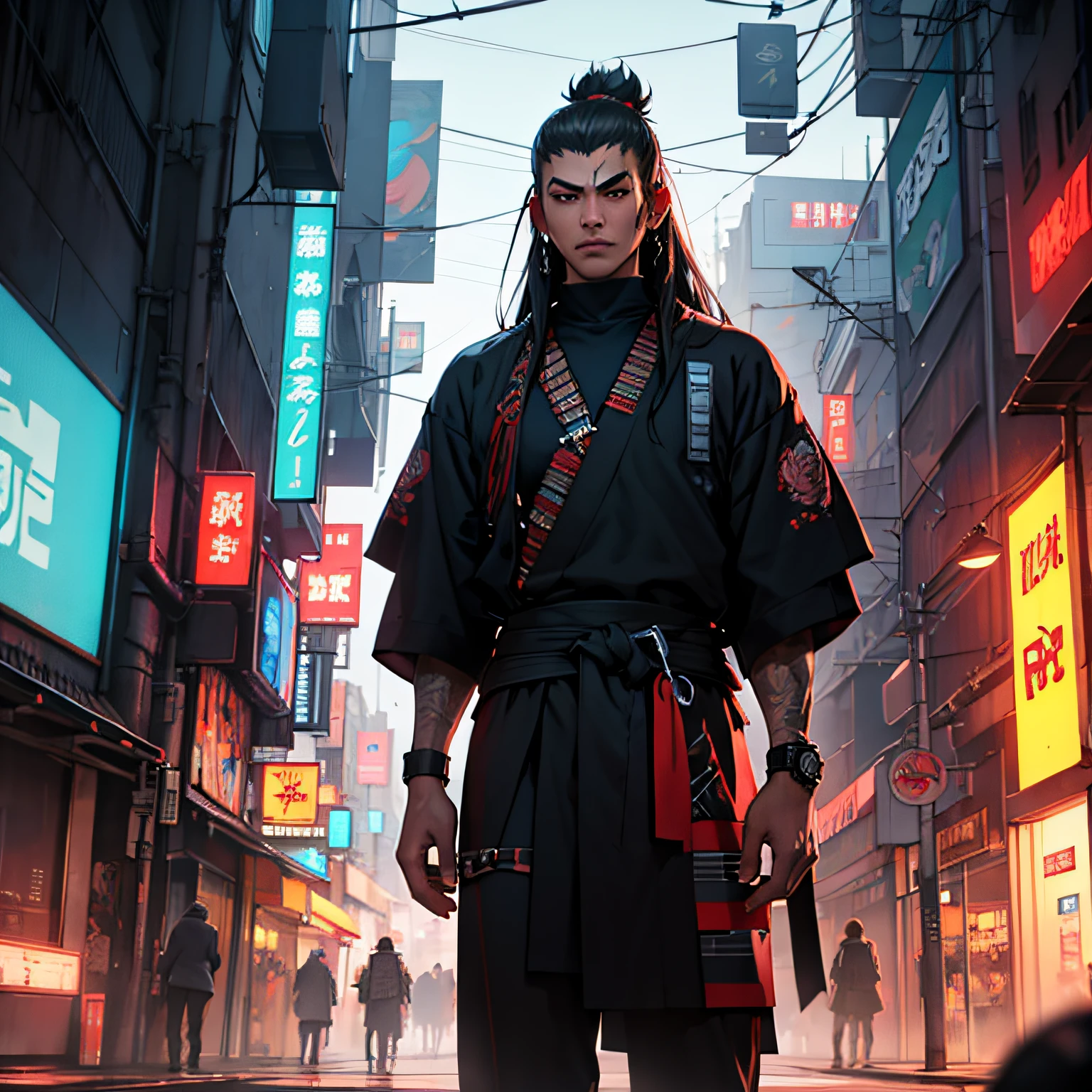 samurai cyberpunk long hair --auto