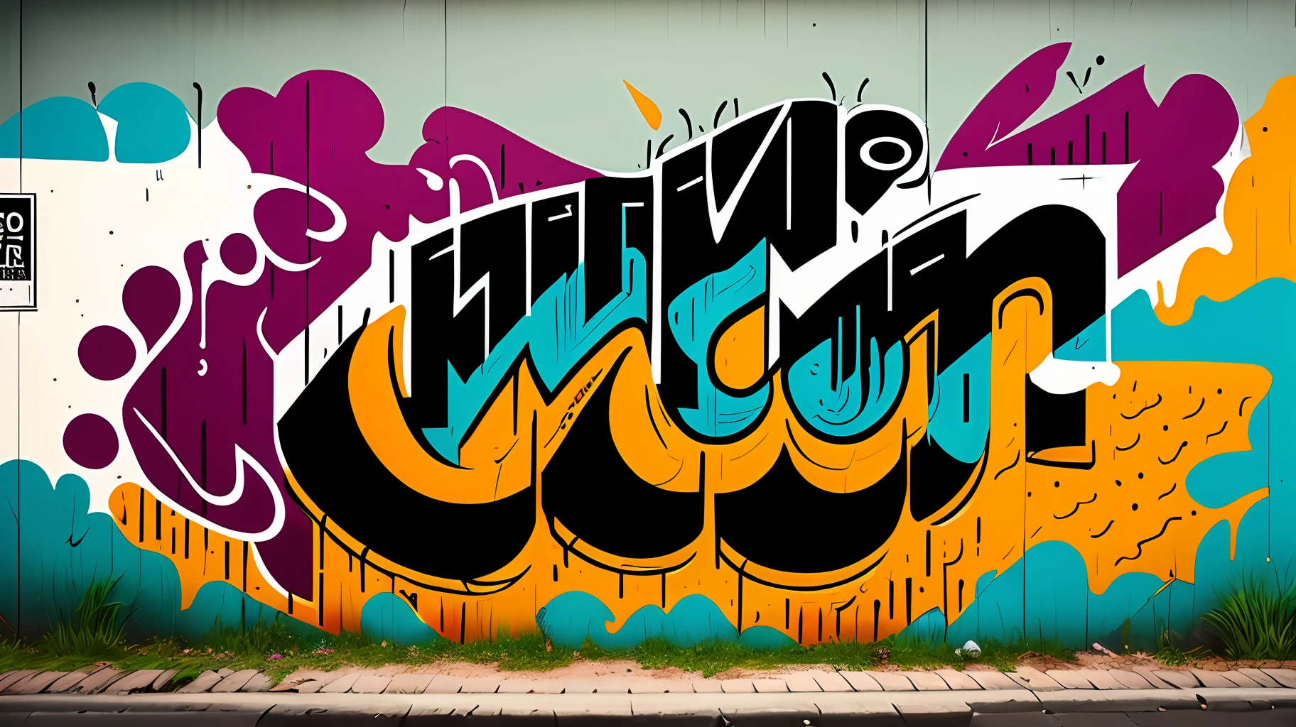 Wall graffiti, Sneakers, Virgil Abloh cartoon style, calligraphy, Tinker Hetfield hyper realistic, wild style, --auto