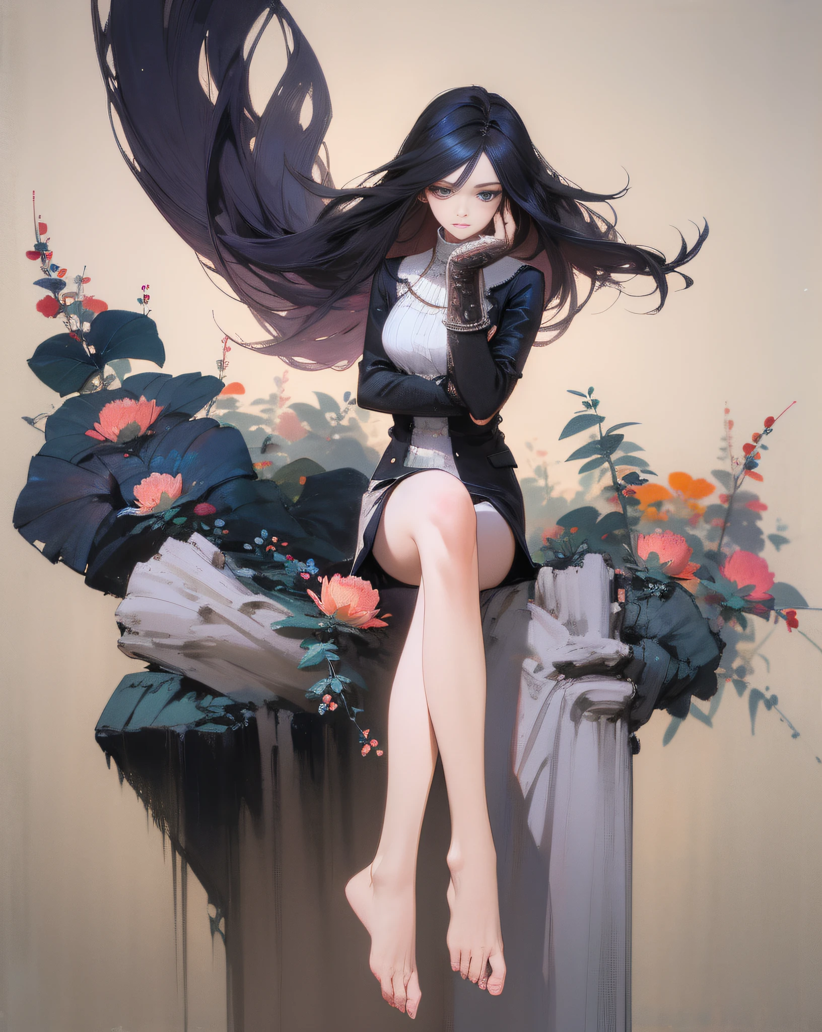 • FEMME, Mirela Anton art Style, artistic, Soft color palette, windblown flowers, Sparkle, magical photography, Soft smooth lighting, Light background, realistic photo, super detailed, 4k, High resolution, super fine sharp, High quality, Unique, with no text, watermark, poorly drawn hands, poorly drawn feet, poorly drawn face, out of frame, mutation, mutated, extra limbs, extra legs, grainy, extra arms, disfigured, deformed, cross-eye, body out of frame, blurry, blurred, bad art, bad anatomy, Poorly drawn, Long neck, Long face, Long body, Double head, Beautiful colors, 3d rendered, Alphonse Mucha, Ross Tran, stanley artgerm lau