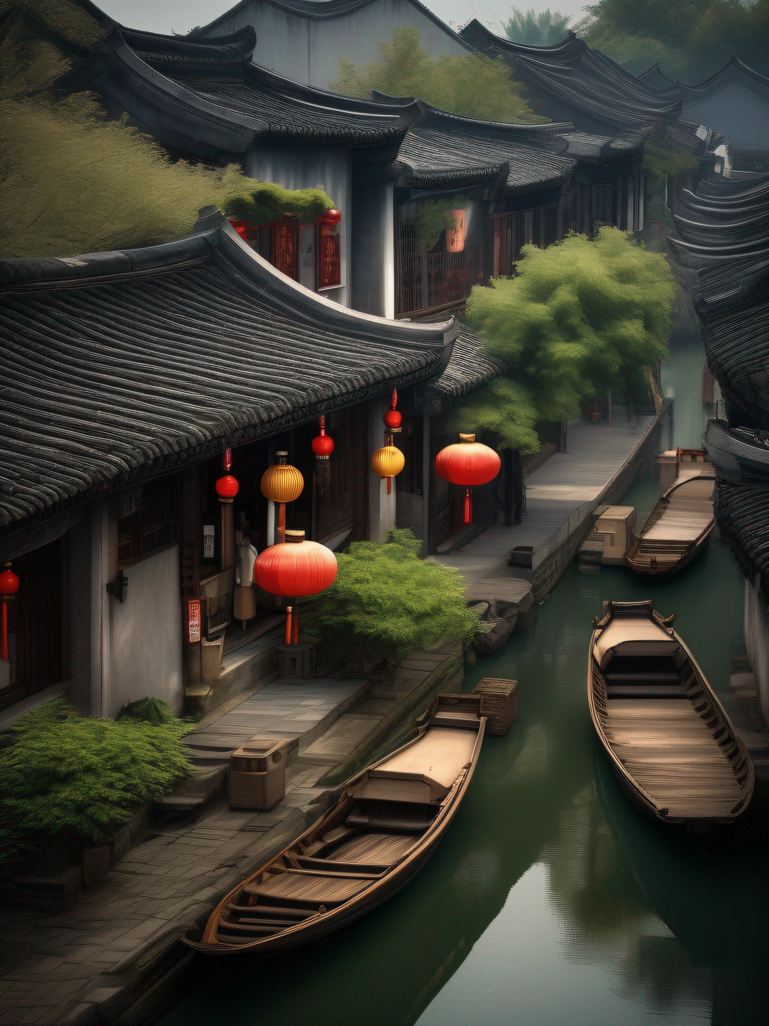 Jiangnan Water Town Ancient Town, ultra-clear picture quality, ultra-high definition, ultra-high resolution, 16K