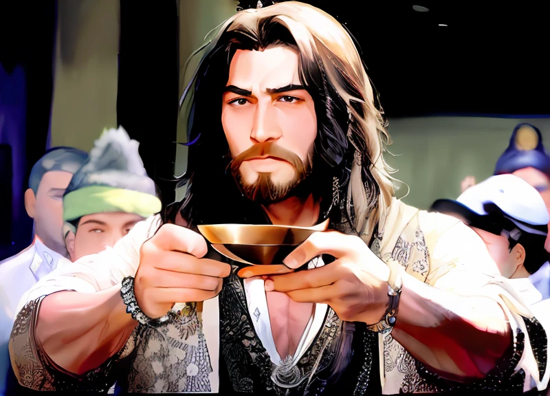 Black hair, black eyes, northerners, resolute eyes, shining eyes, strong muscles, classical costume, linen clothes, wine bowls, wolf tooth necklaces, beards
