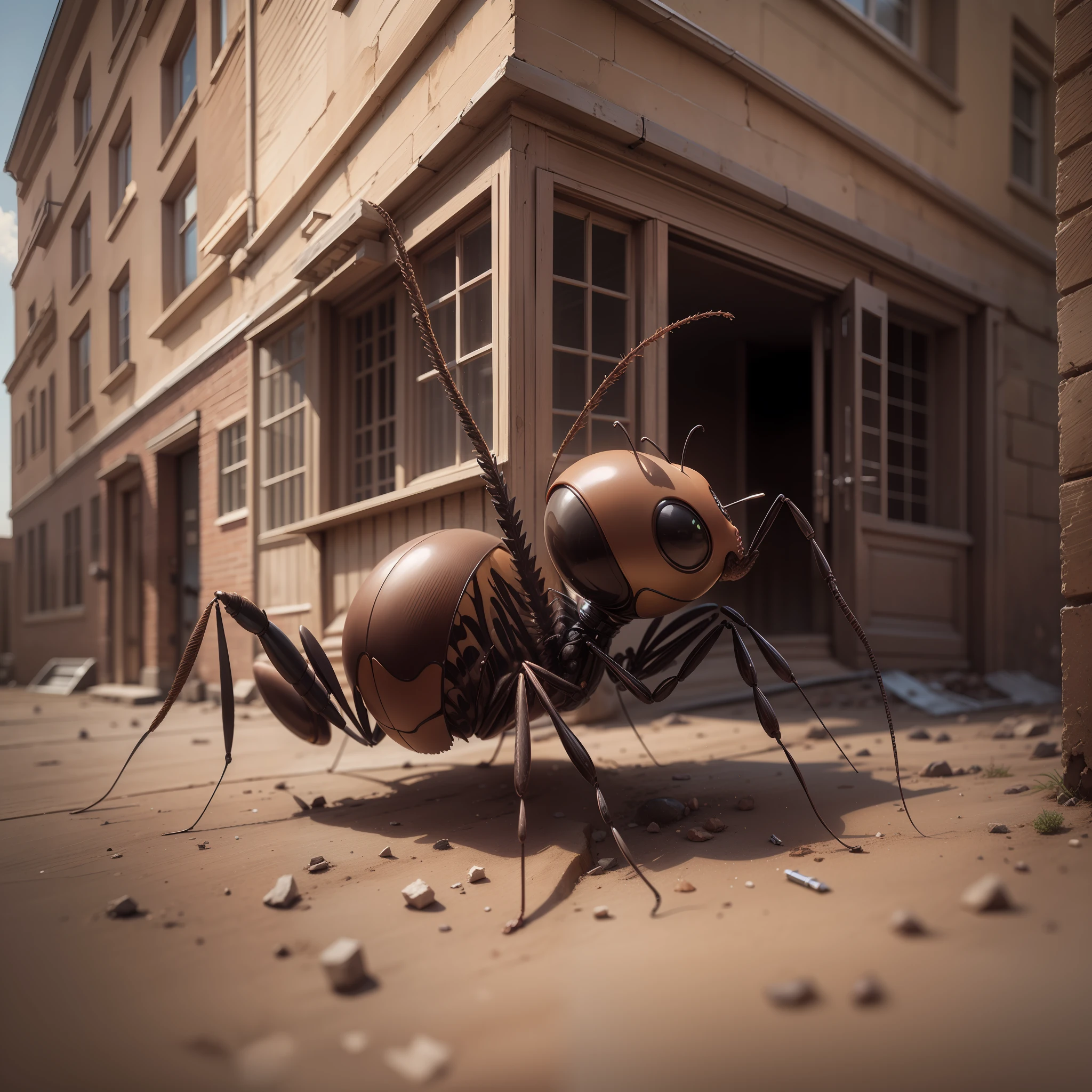 Ant, ultra detailed brown building