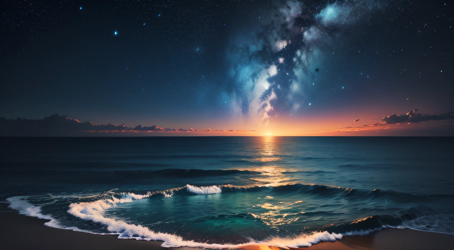 Draw a background about the sea of stars with technological elements --auto