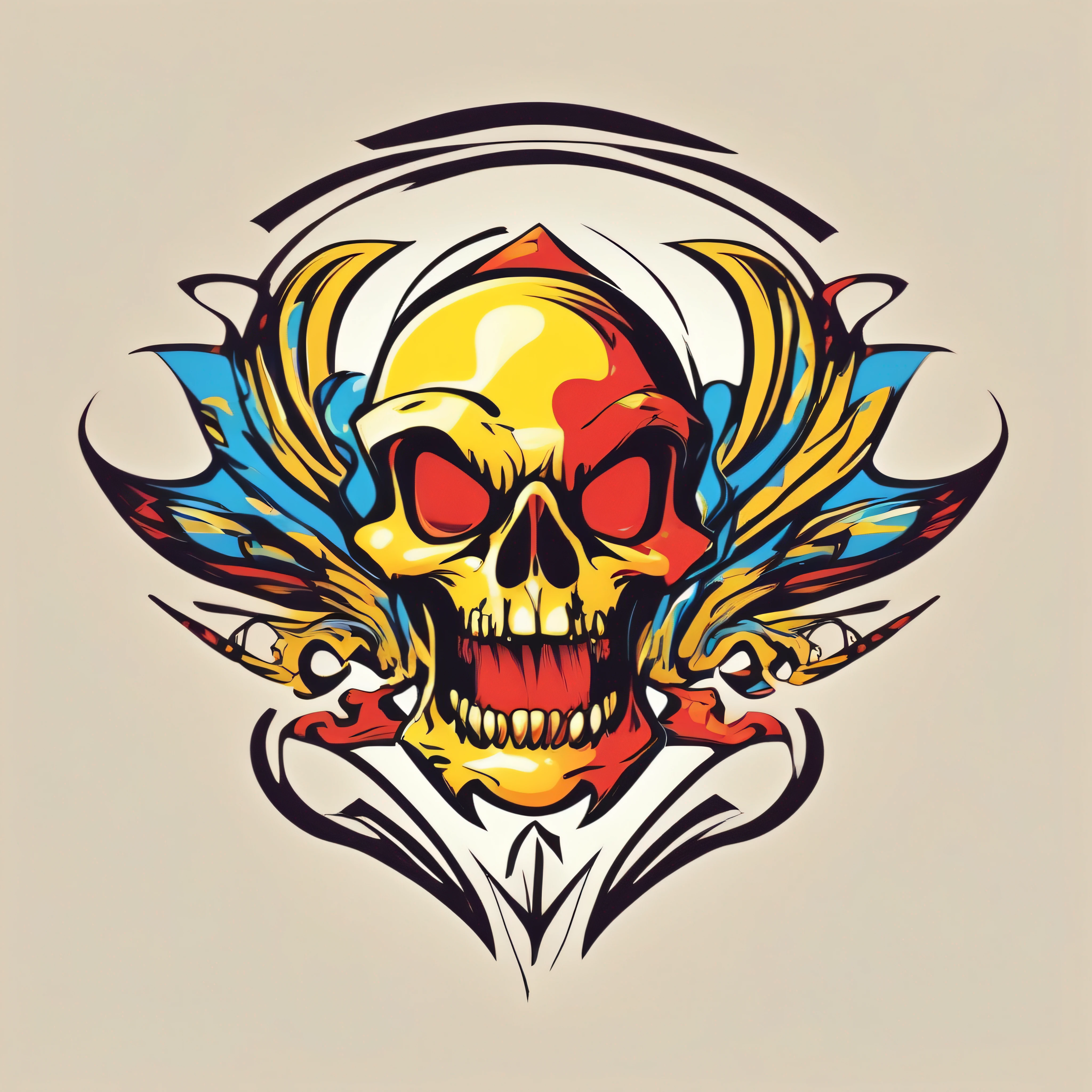 logo, vector, logo design, vector, simple, flat, icon, minimalism, well-defined lines and contours, centralized, um crânio no estilo Ed Hardy e Christian Audigier