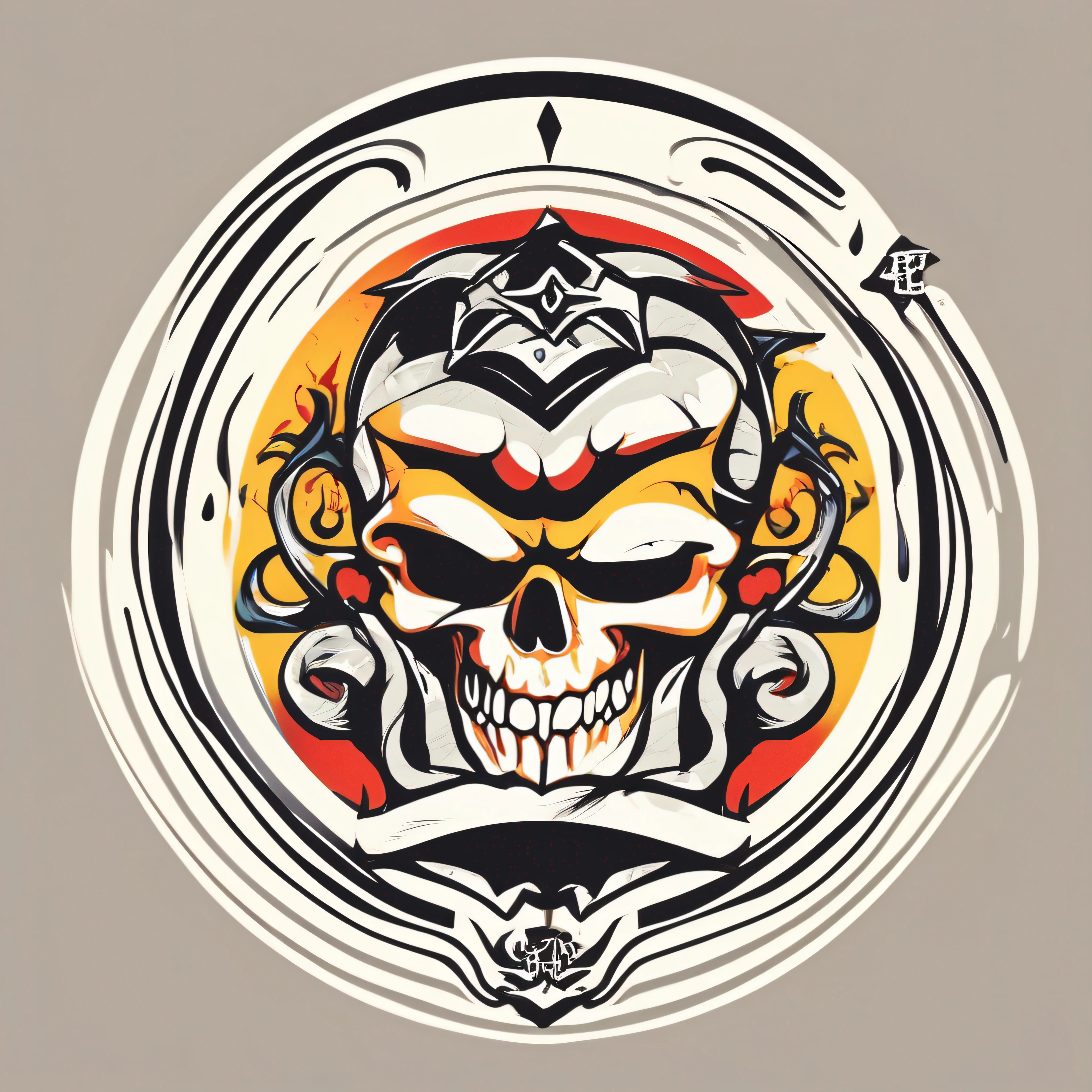 logo, vector, logo design, vector, simple, flat, icon, minimalism, well-defined lines and contours, centralized, um crânio no estilo Ed Hardy e Christian Audigier