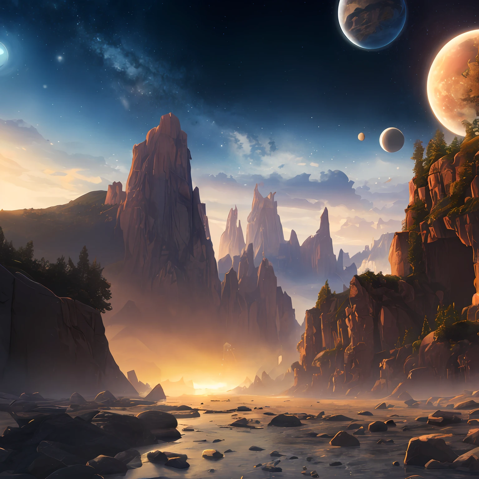 Masterpiece, top quality, high quality, highly detailed Unity CG wallpaper, depth of field, HDR, photorealistic, highly detailed, complex, high detail, star, planet --auto