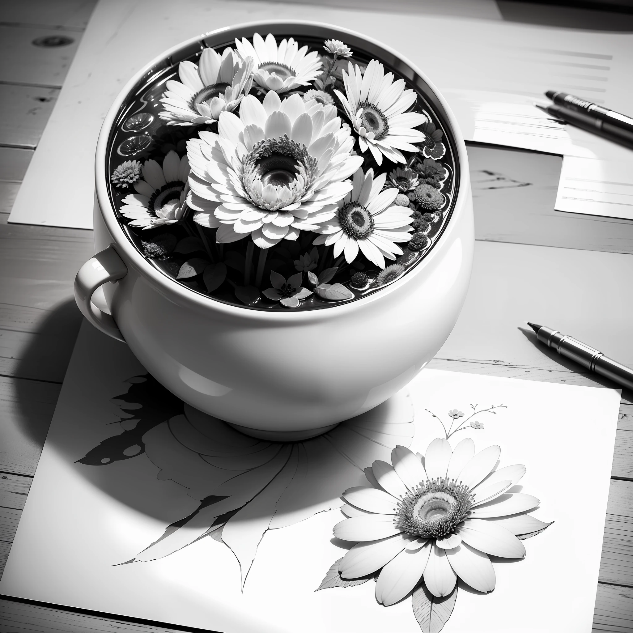 Make a coloring book with flowers --auto