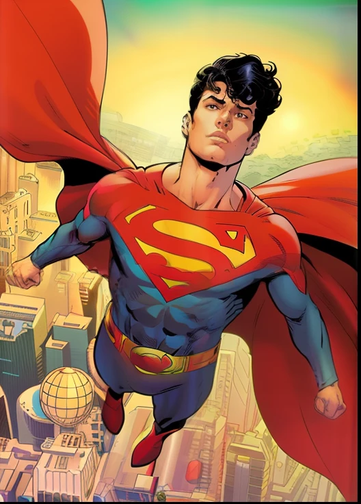 Superman the Man of Steel, Superman, by Bob Singer, Neal Adams | centered, by John Keane, by Craig Thompson, by Matt Stewart, dc comic, by Greg Staples, superman emerging from the sun, by Ignacio Zuloaga, frank quitely, rafael albuquerque comic art, comic book cover, by Jakob Gauermann, textless, redo the image in 8k, high resolution