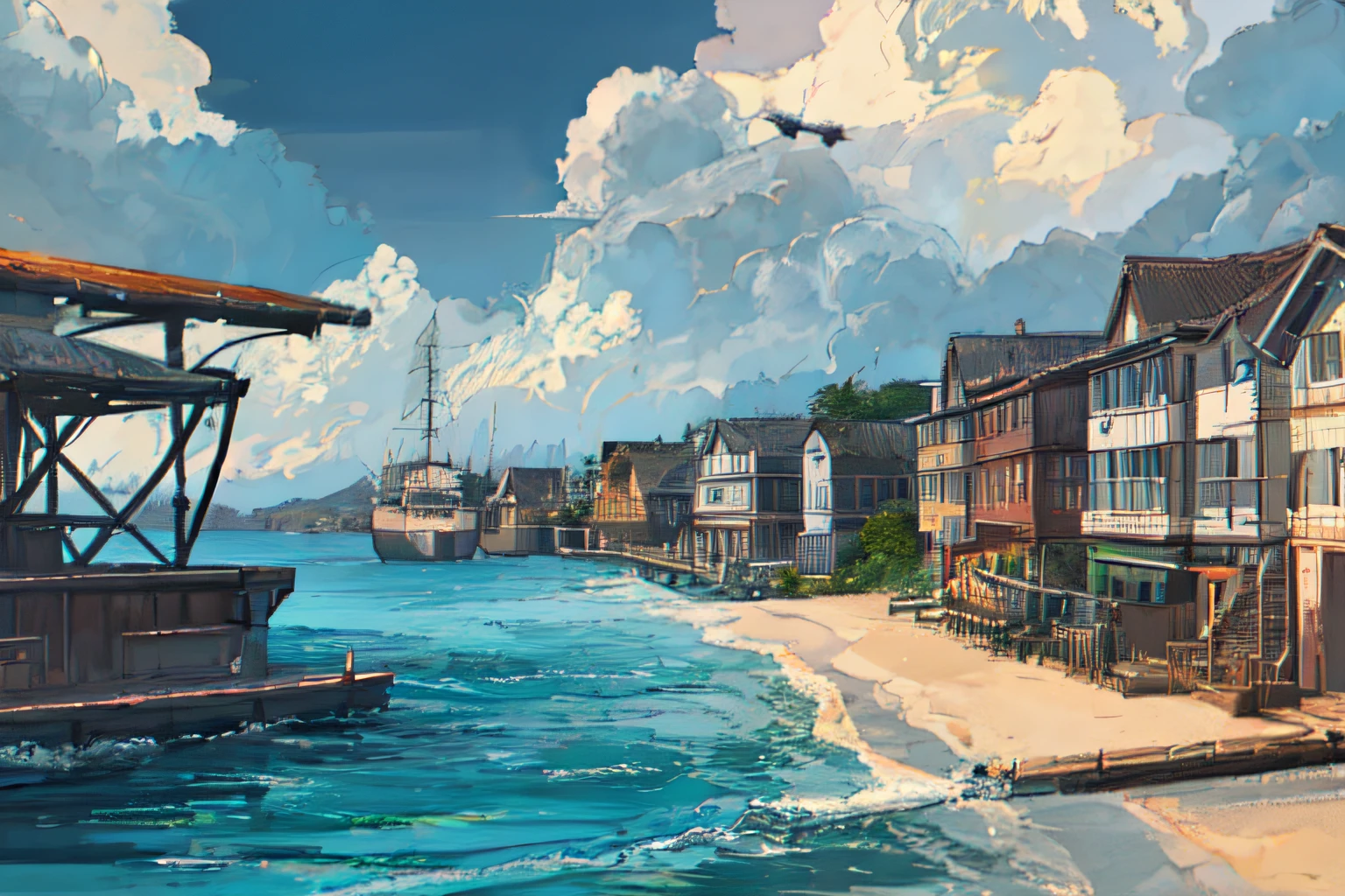 masterpiece, best quality, ultra-detailed, illustratio, sea , nobody, no_human,
