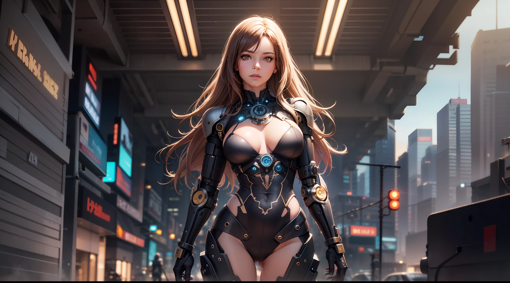 full body cyborg| full-length portrait| detailed face| symmetric| steampunk| cyberpunk| cyborg| intricate detailed| to scale| hyperrealistic| cinematic lighting| digital art