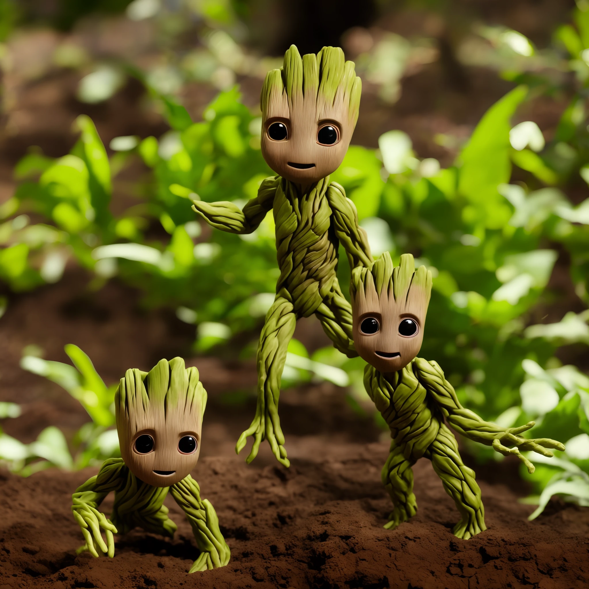 OCDS style of a baby groot made of banana, inside a potting plant, Fleischer Studios, high detail, 4K