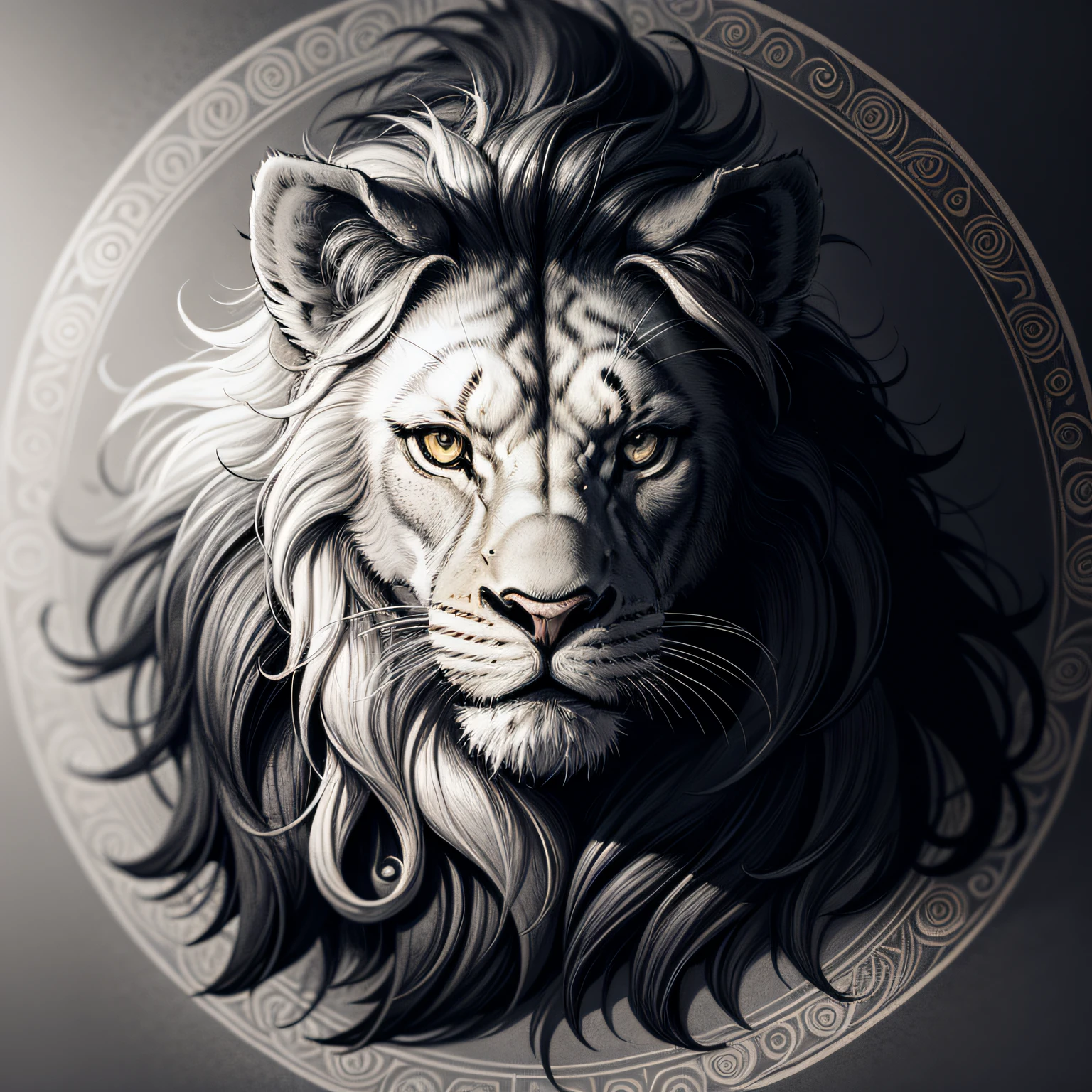 Lion in forest Mandala with Sanskrit circle, coloring bookpage, expert colorin, detailed simple and clean fine line art, artistic, colorin book--16:9--upbeta --in colors black and white without color --auto