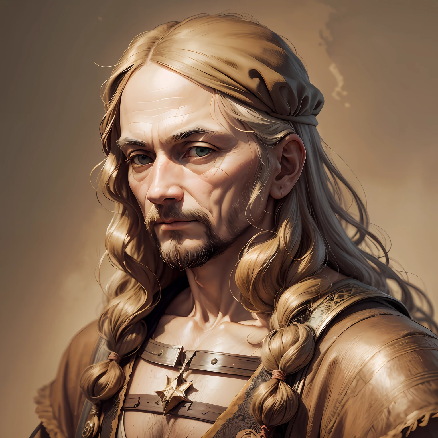 Realistic image of Leonardo da Vinci old, high quality, 8k, high resolution, high detailing, realistic, cinematic shading, vivid colors