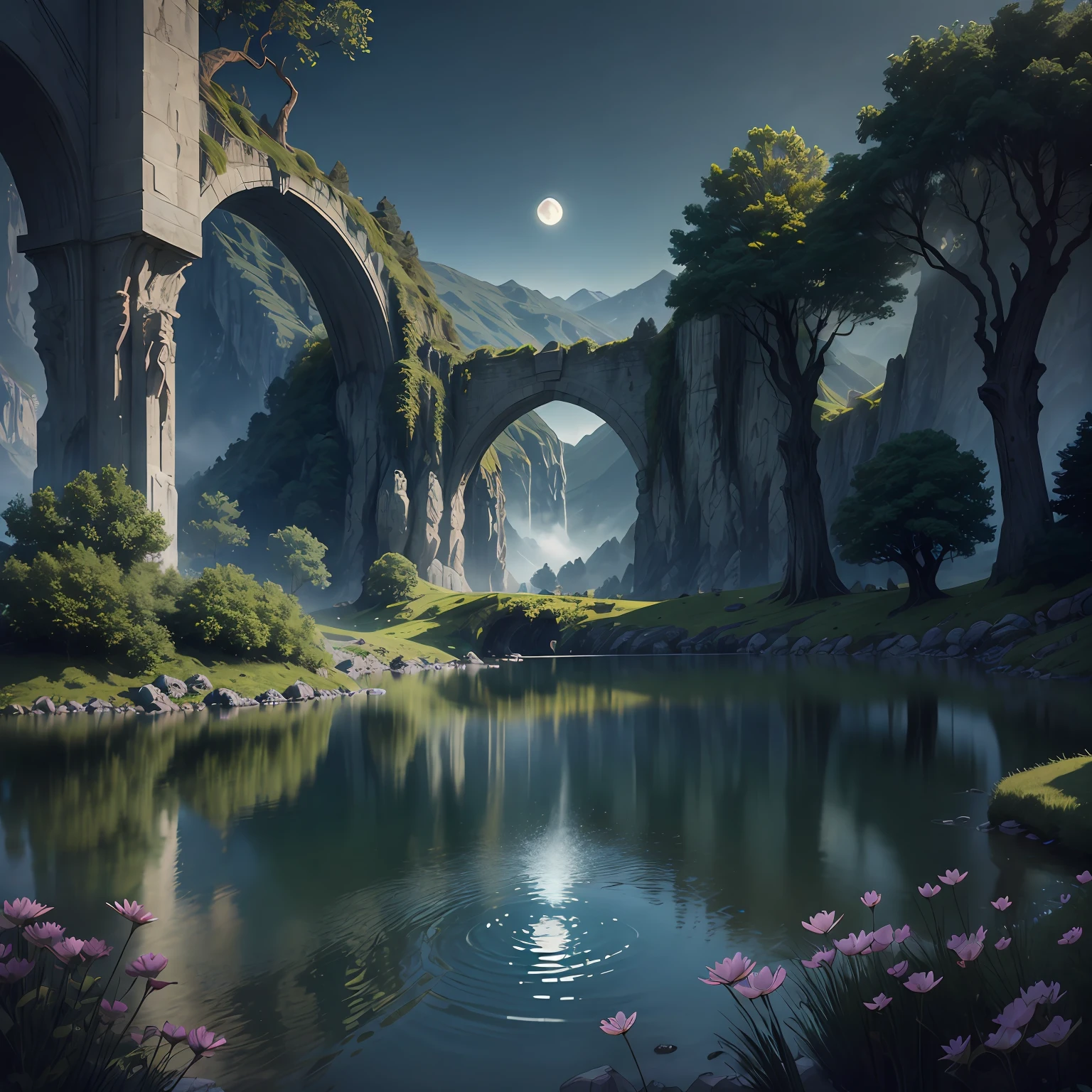 legendary Fountain of Dreams with a black-haired girl from shore to the cinematic realistic font 8k --auto