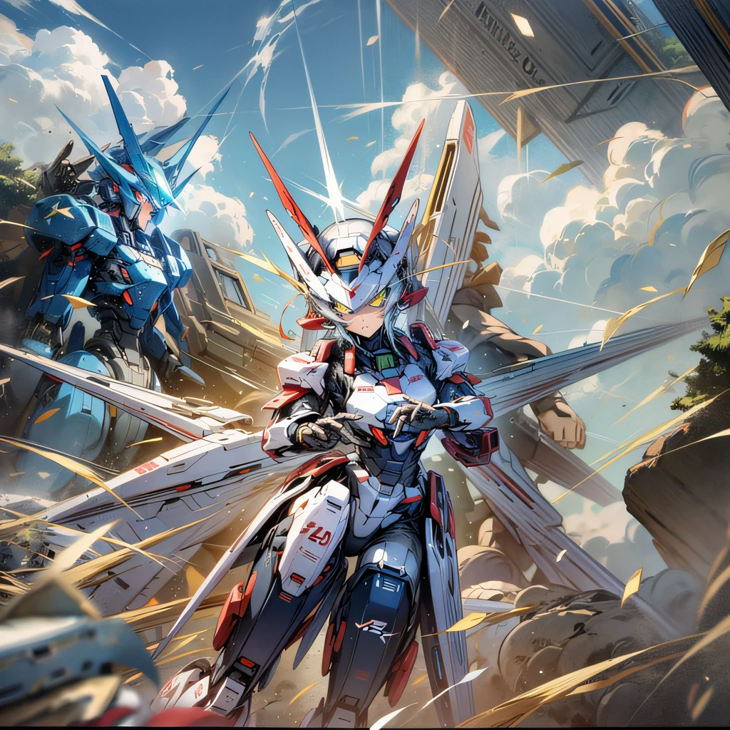 Gundam, Gundam Aerial, ((Best Quality)), ((Masterpiece)), (Very Detailed: 1.3), 3D, Valkyrie Mecha, Cyberpunk Female Aircraft, Plump Body, 18 Ban, Sci-Fi Technology, HDR (High Dynamic Range), Masterpiece --auto