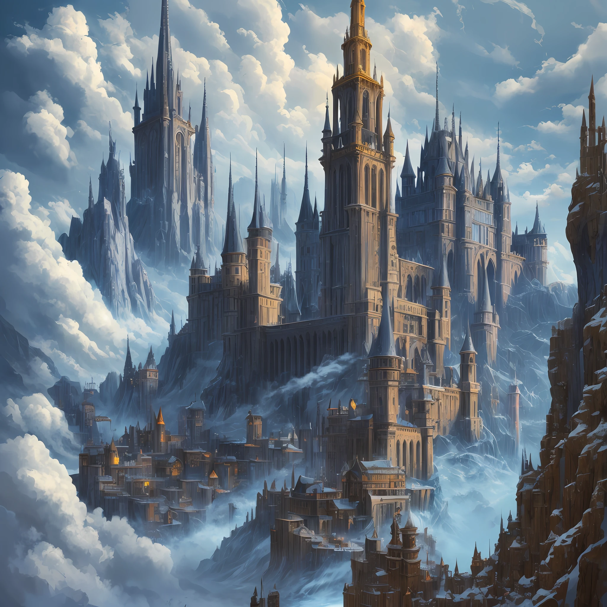A closeup of a blue castle with a lot of windows in it, detailed fantasy art, fantasy architecture, detailed digital fantasy art, highly detailed fantasy art, high fantasy blue castle, detailed matte fantasy painting, detailed fantasy illustration, 2D detailed digital fantasy art, medieval fantasy art, blue epic castle with high spires, 4K Fantasy Art, Symmetrical Epic Fantasy Art, High Fantasy Illustration