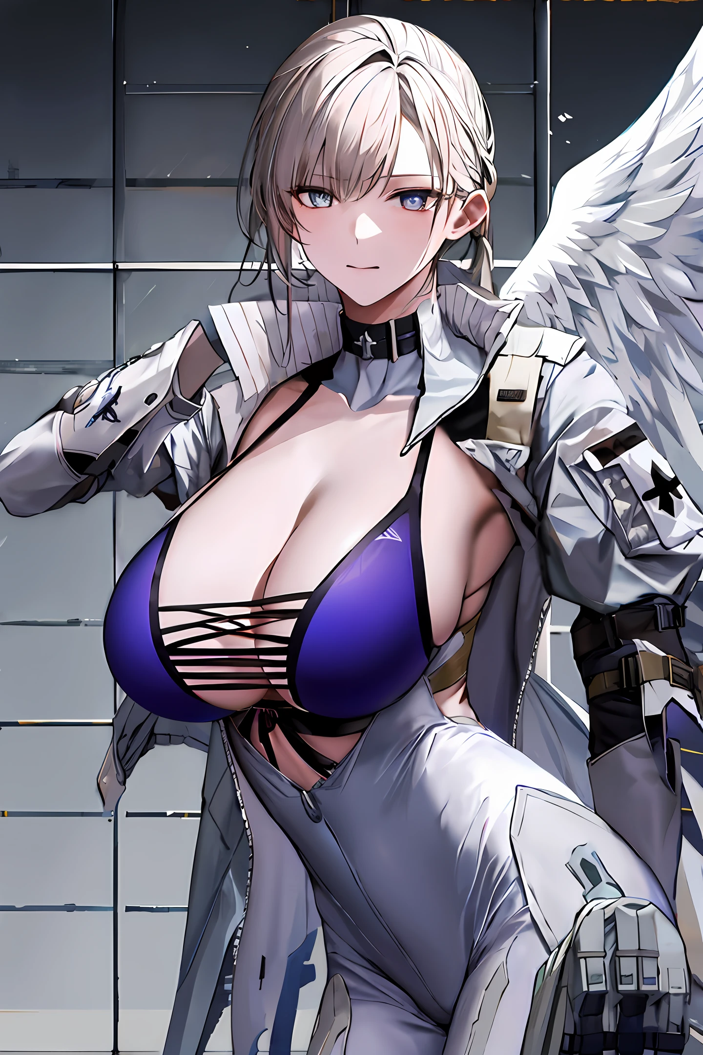 Male soldier company, angel hiko, female, wings, big breasts, dew,
