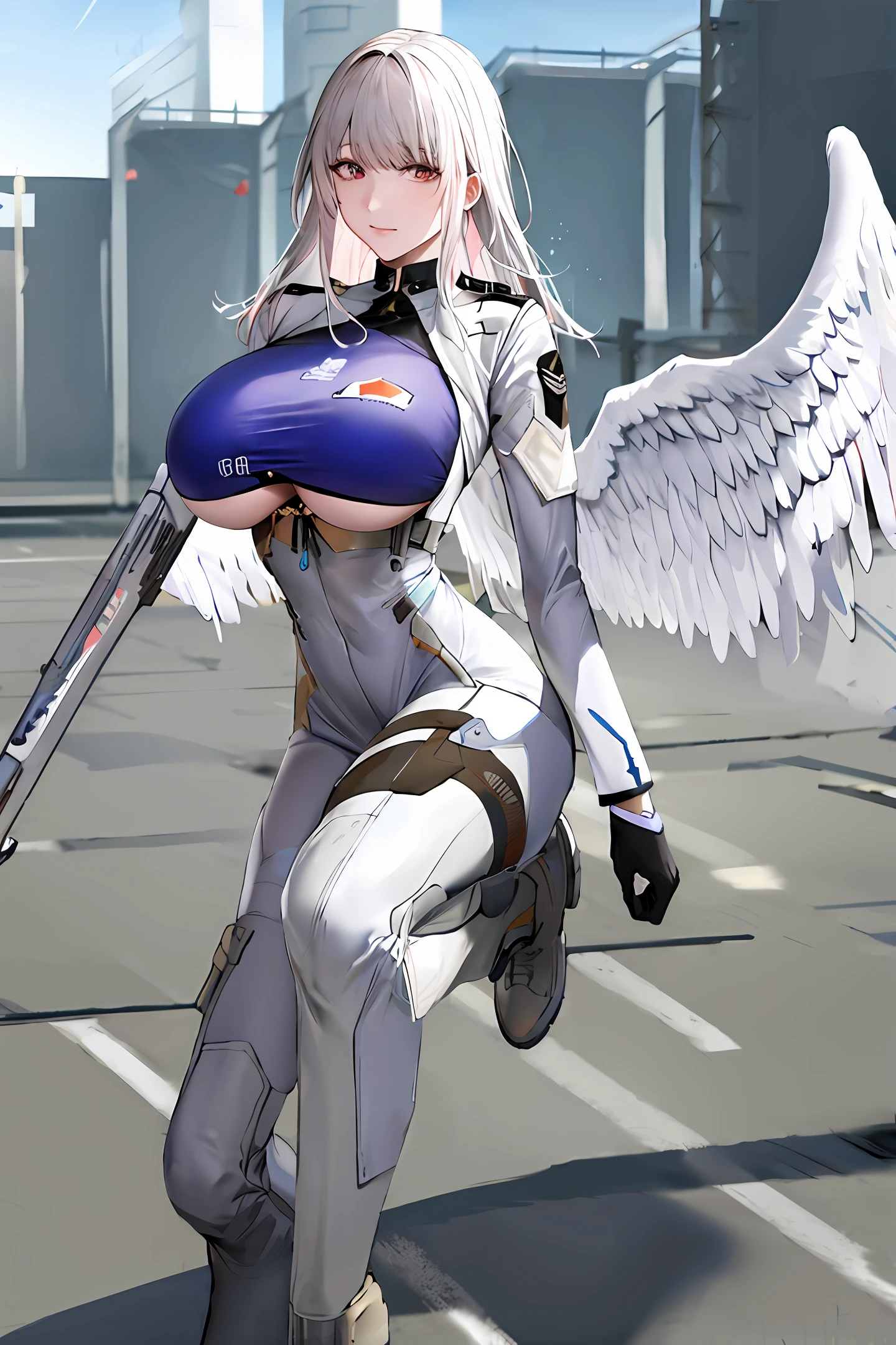 Male soldier company, angel hiko, female, wings, big breasts, dew,