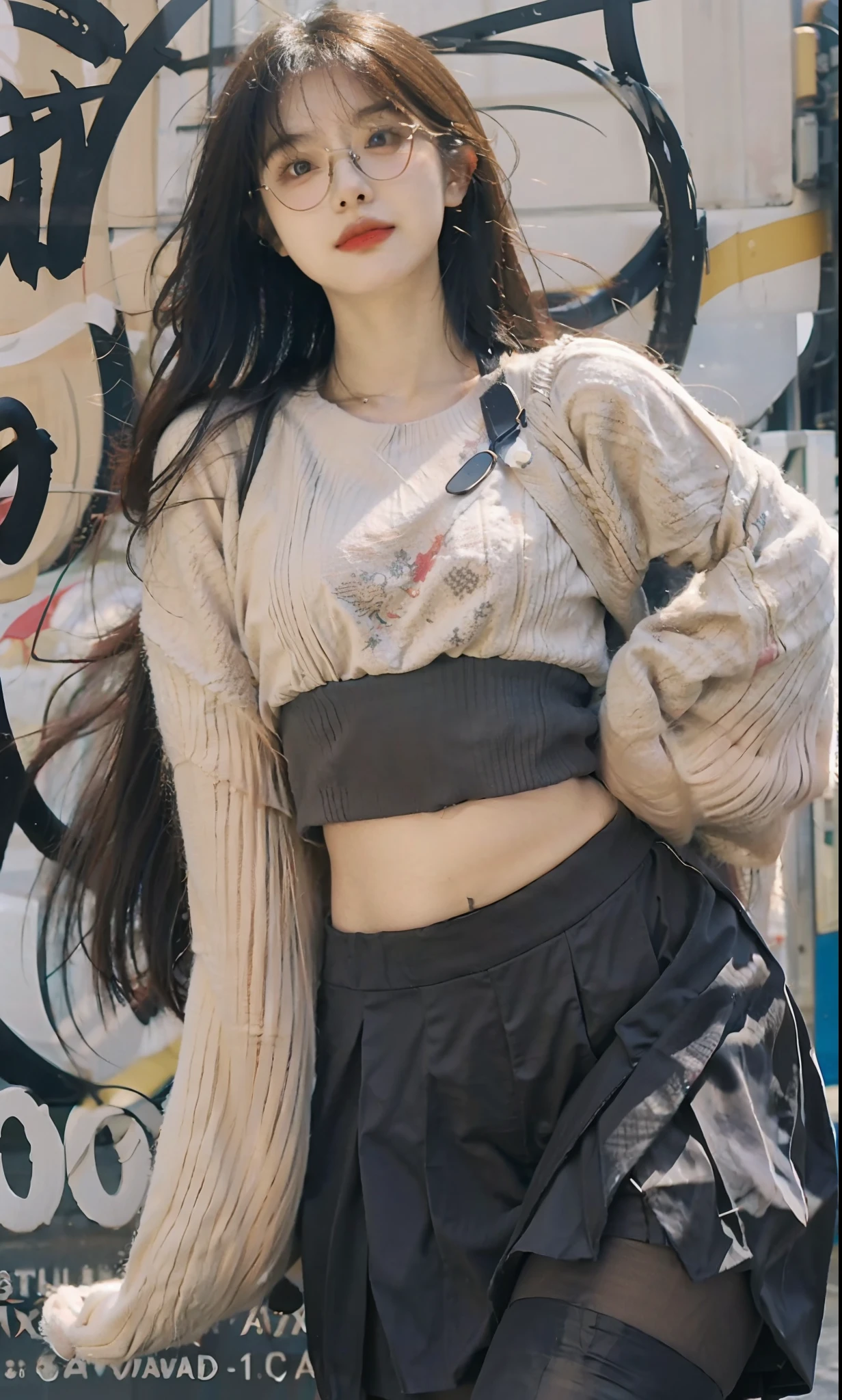 ulzzang-6500-v1.1, (raw photo:1.2), (photorealistic:1.4), beautiful detailed girl, very detailed eyes and face, beautiful detailed eyes, ridiculous, incredibly ridiculous, huge file size, super detailed, high resolution, very detailed, best quality, masterpiece, ((fashion clothing with diverse colors)), illustration, very detailed, CG, unified, 8k wallpaper, amazing, fine detail, masterpiece ,best quality, very detailed CG uniform 8k wallpaper, light on face, movie lighting, 1girl, , long white hair, side splits, (big breasts), (no panties)), (glasses), ((dynamic pose))), ((sexy pose))), (camel toe), (half), (pantyhose)), ((black hip skirt))