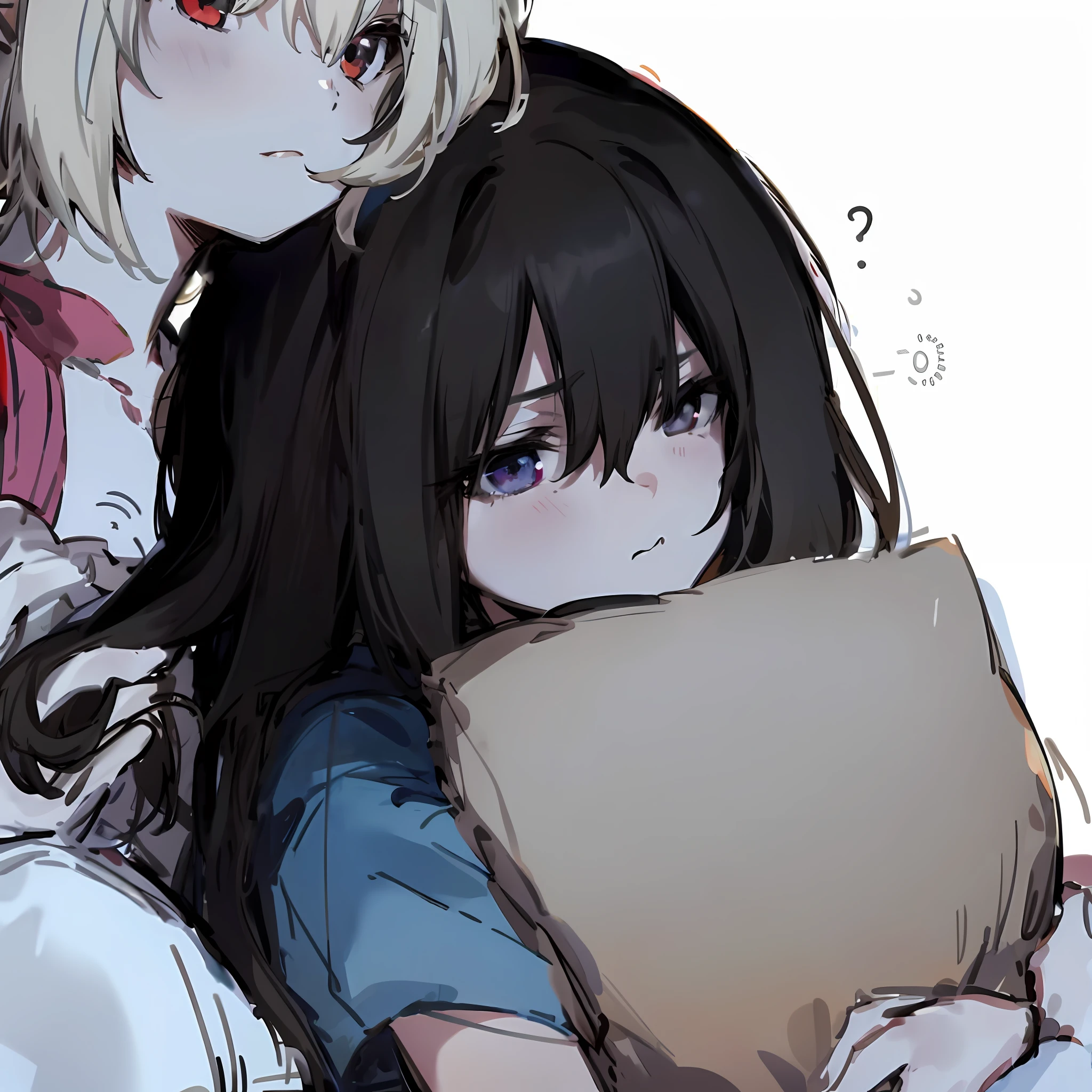 anime characters hugging each other with a paper in their hands, yandere, anime girls, two beautiful anime girls, gapmoe yandere, a-1 pictures, anime picture, in anime style, pinterest anime, kantai collection style, in an anime style, bakemonogatari, anime moe artstyle, cute anime, cute anime style, by Kamagurka