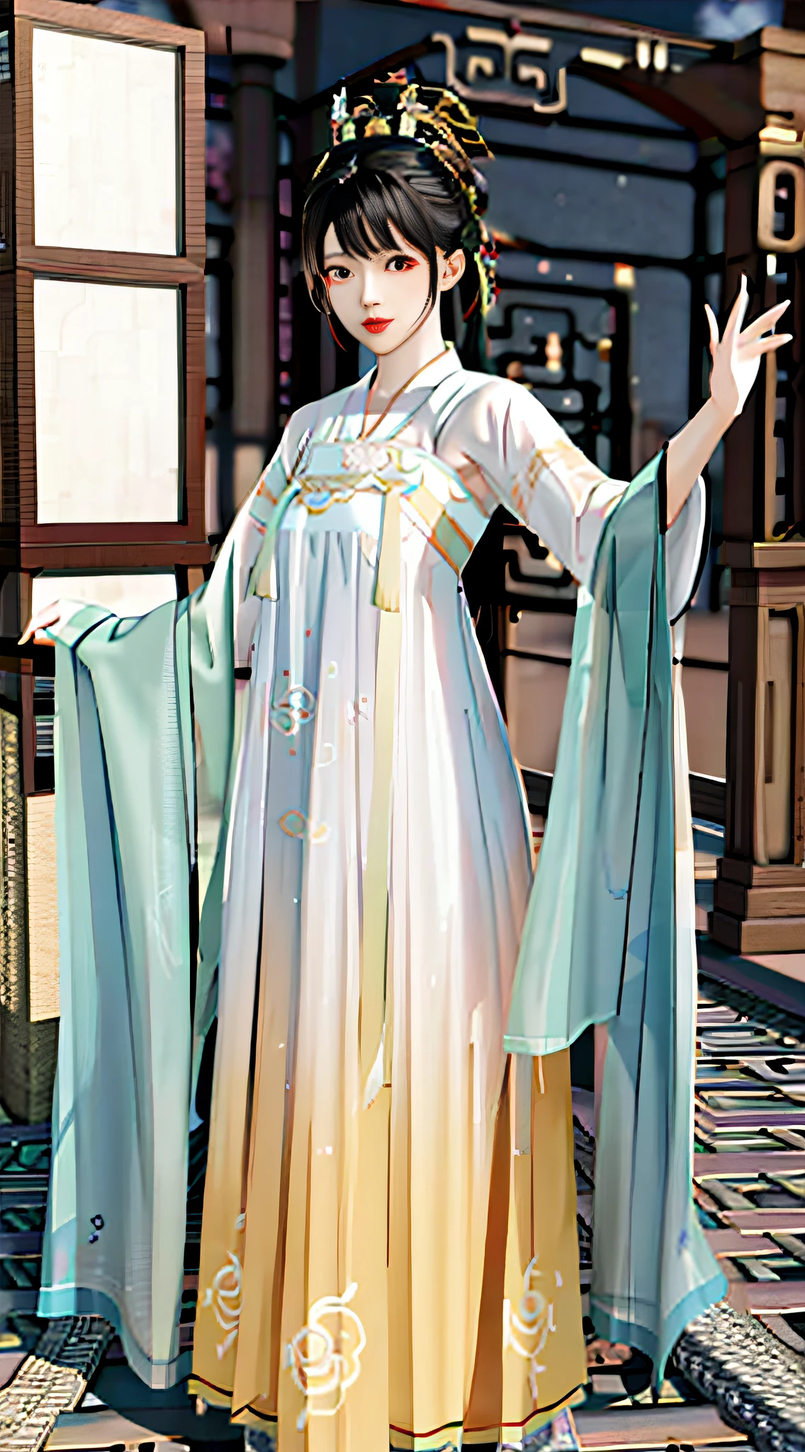 Tang Dynasty Princess, White Empty Background, Tang Dynasty Hanfu Girl, Character Design, Princess of Ancient Chinese Dynasty, Princess of Ancient China, Beautiful Fantasy Queen, Hanfu, with Ancient Chinese Costume, Full Body Immortal, Traditional Chinese Costume, 3D, 8K