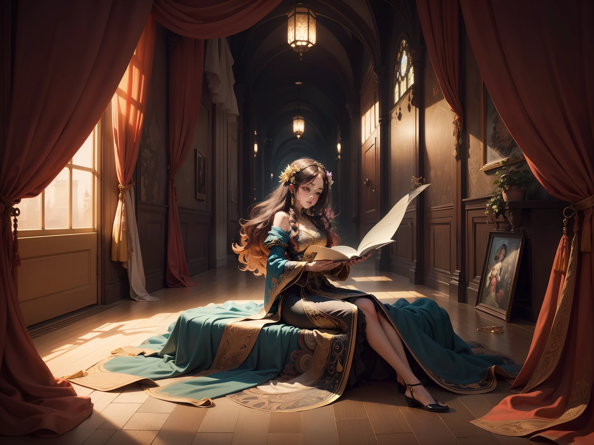 (masterpiece, top quality, best quality, official art, beautiful and aesthetic:1.2), (1girl), extreme detailed,colorful,highest detailed, official art, unity 8k wallpaper, ultra detailed, beautiful and aesthetic, beautiful, masterpiece, best quality, (zentangle, mandala, tangle, entangle) ,holy light,gold foil,gold leaf art,glitter drawing, PerfectNwsjMajic