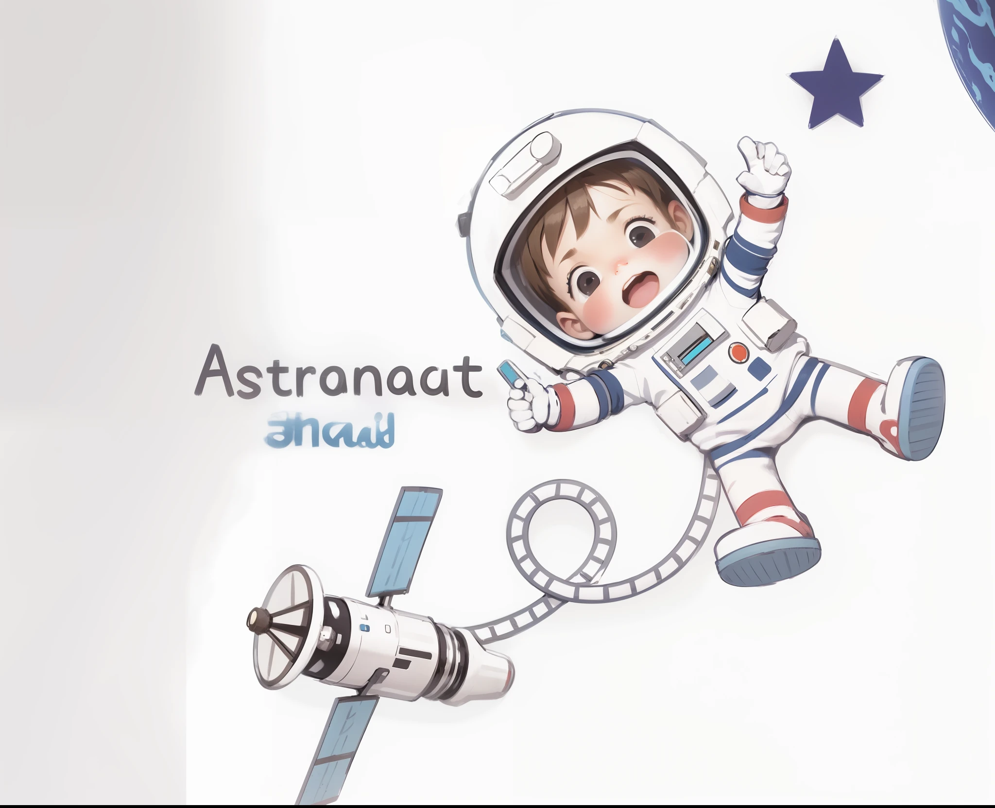 Astronaut, child, hand drawn, UHD