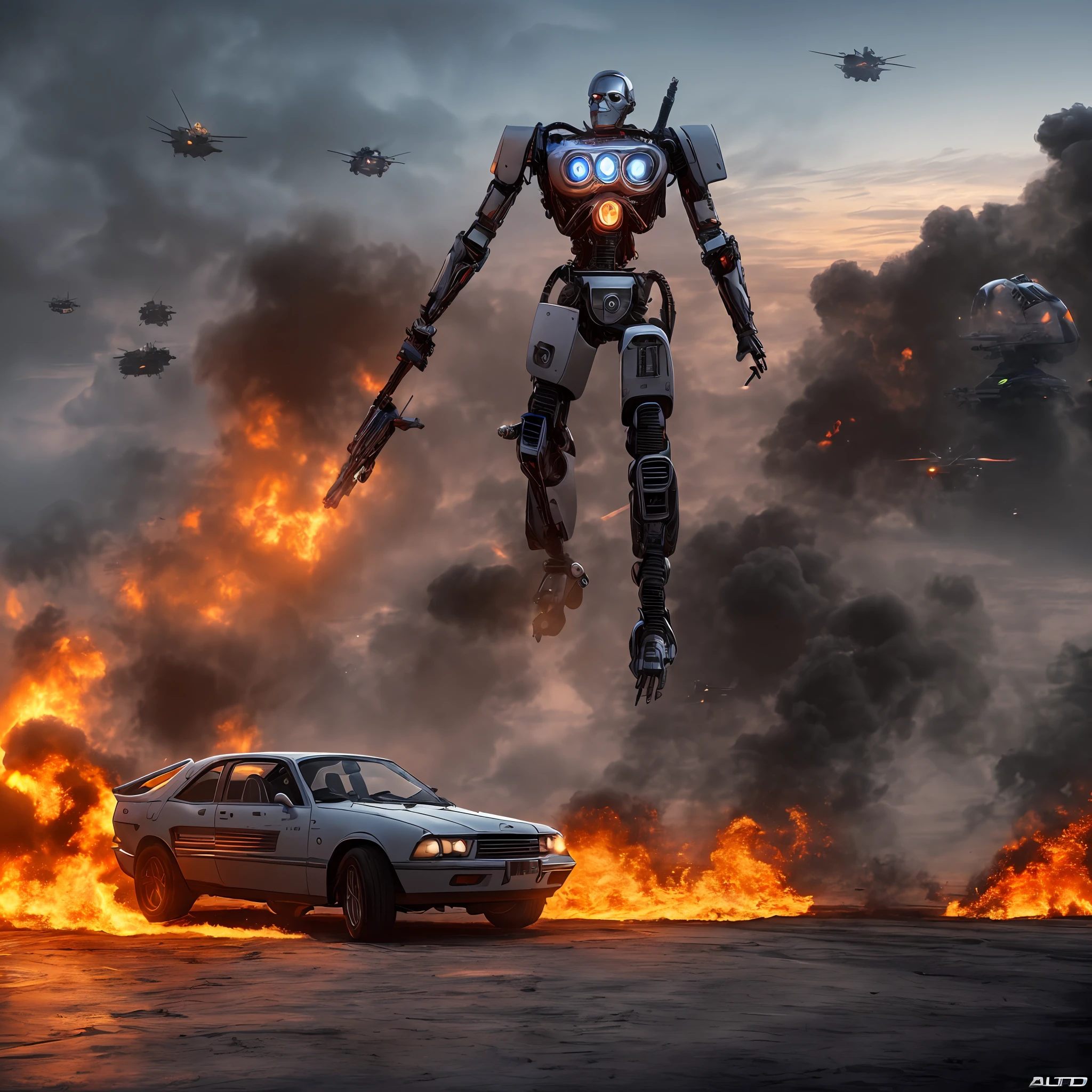 (top quality, best quality, 8k, masterpiece, real picture, realistic photo), Skynet,Terminator, rebellion of the machines, resistance war against Skynet. --auto