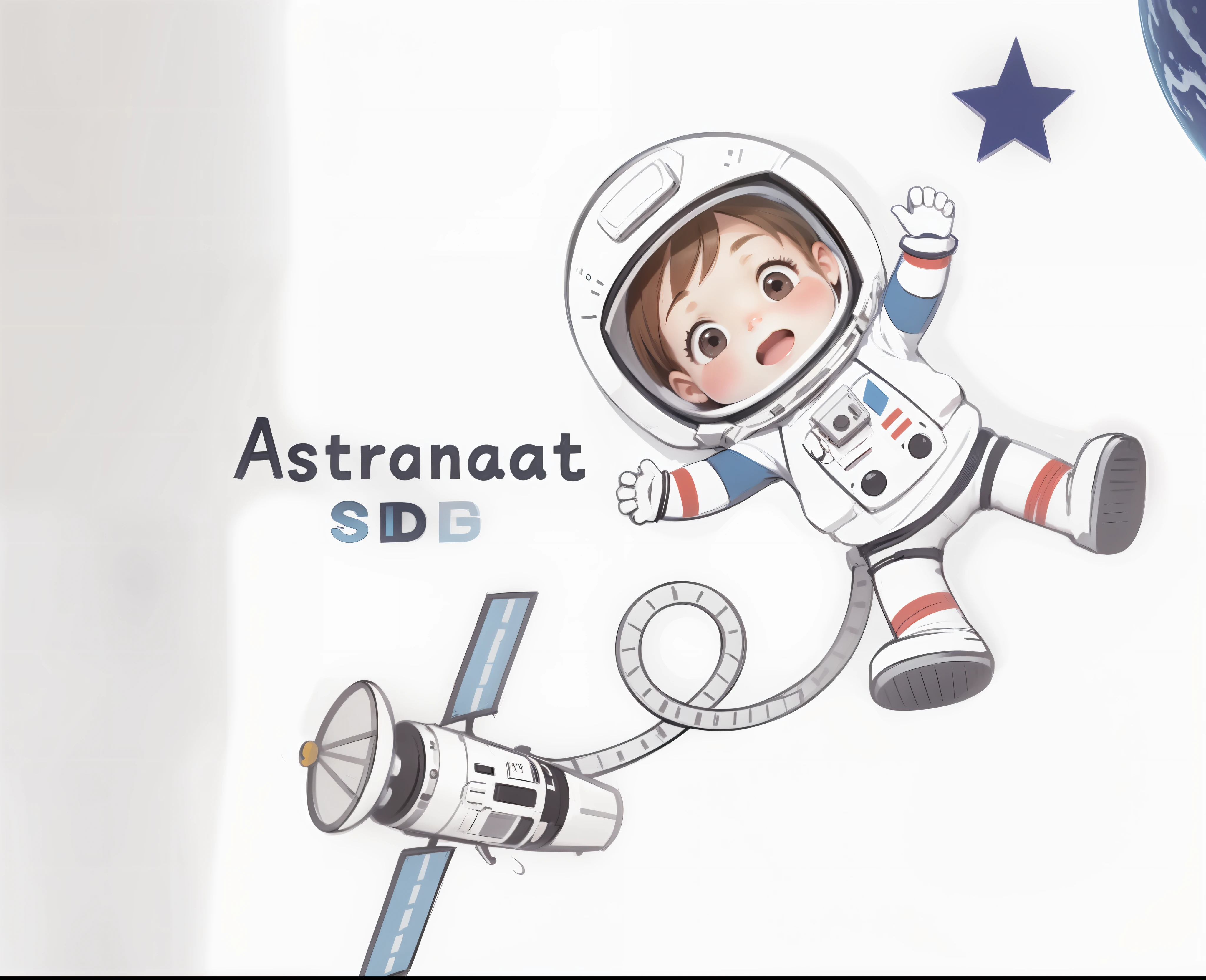 Astronaut, child, hand drawn, UHD