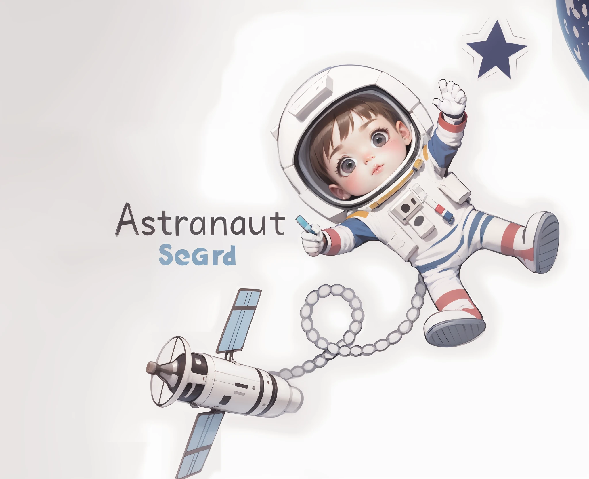 Astronaut, child, hand drawn, UHD