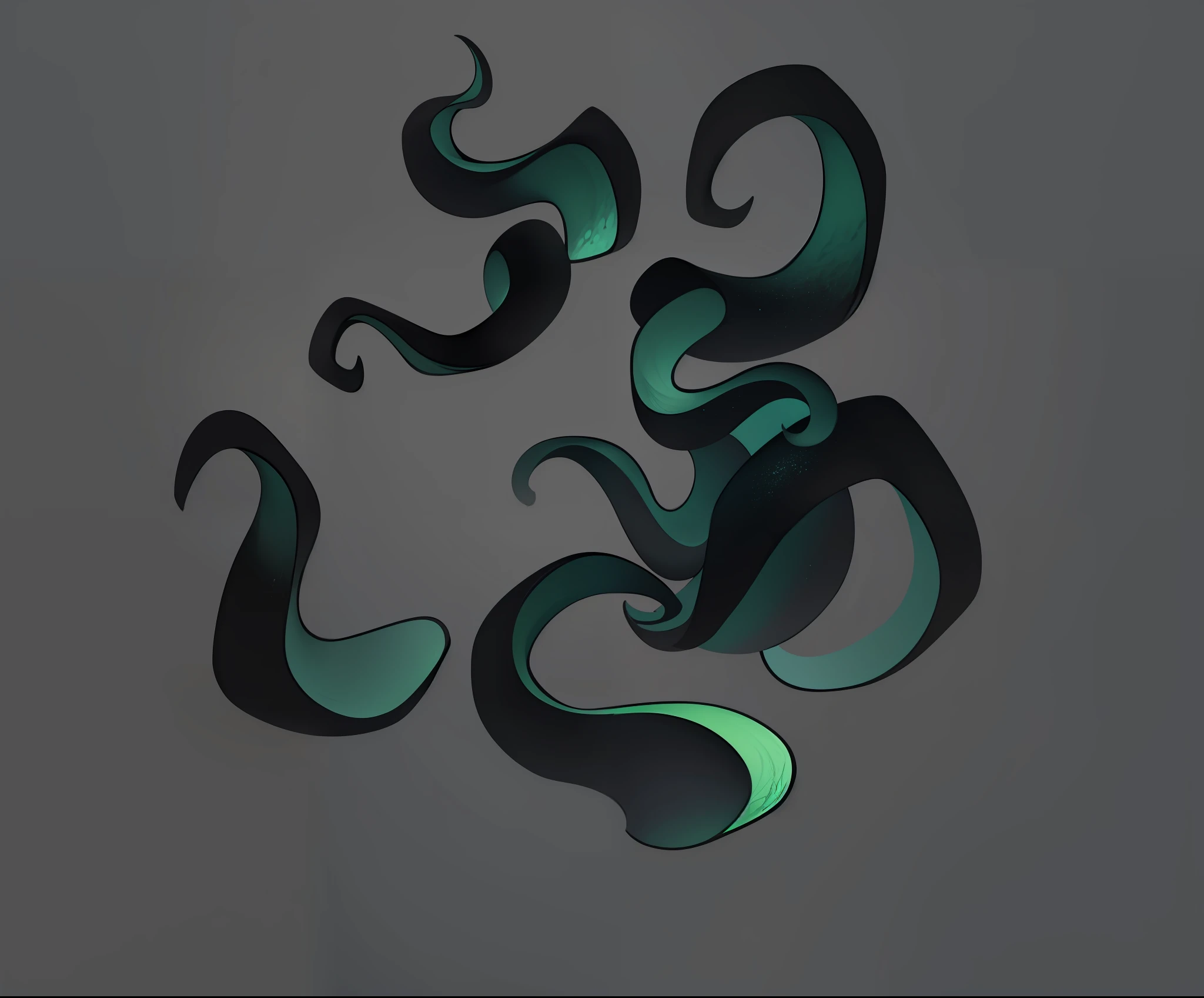 Tentacles, black, green, high quality, textured skin, masterpiece, super detail, best quality, 8k, highres, Japanese standing painting, ((simple background)), dark, void