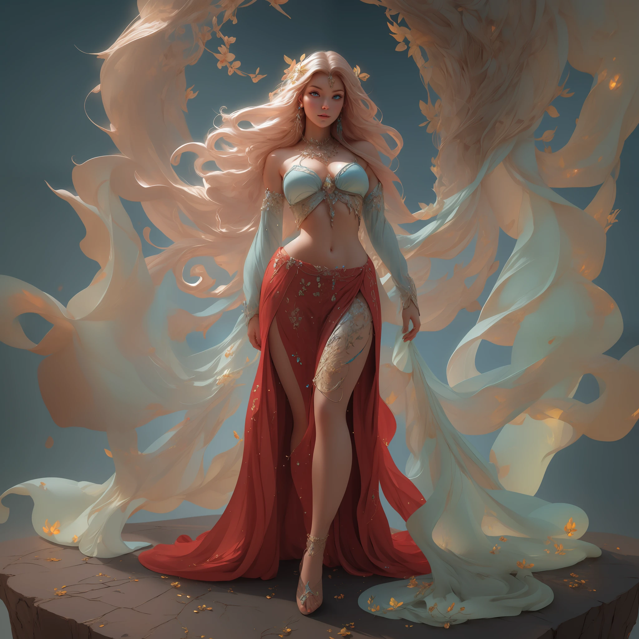 Young woman, 30 years old, sculptural body, full body, maximum quality, textured skin, blue eyes, long blonde hair, ultra quality, image with studio lighting, fantasy gorgeous lighting, gorgeous digital art, stunning digital illustration, digital fantasy art ), 3 d render character art 8 k in marmoset toolbag, ultra detailed art, a stunning young ethereal figure, 4k highly detailed digital art, ethereal fantasy, very beautiful digital art, beautiful digital art, fantasy digital art, digital fantasy art..