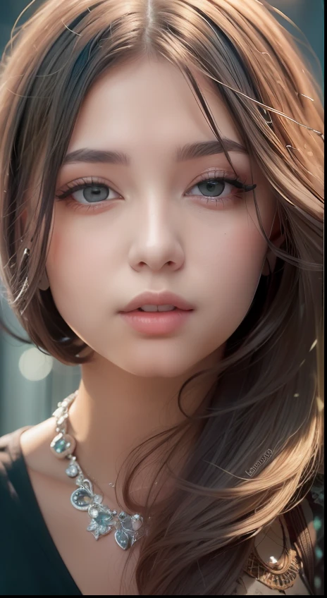 a close up of a woman with long hair and a necklace, gorgeous attractive face, attractive female face!!!, very very very beautifull face, attractive beautiful face, extremely beautiful face, very beautiful face, beautiful eyes and face, perfect face and eyes, feminine beautiful face, perfect face ), gorgeous face, beautiful face!!, beautiful shape of face and body, beautiful delicate face