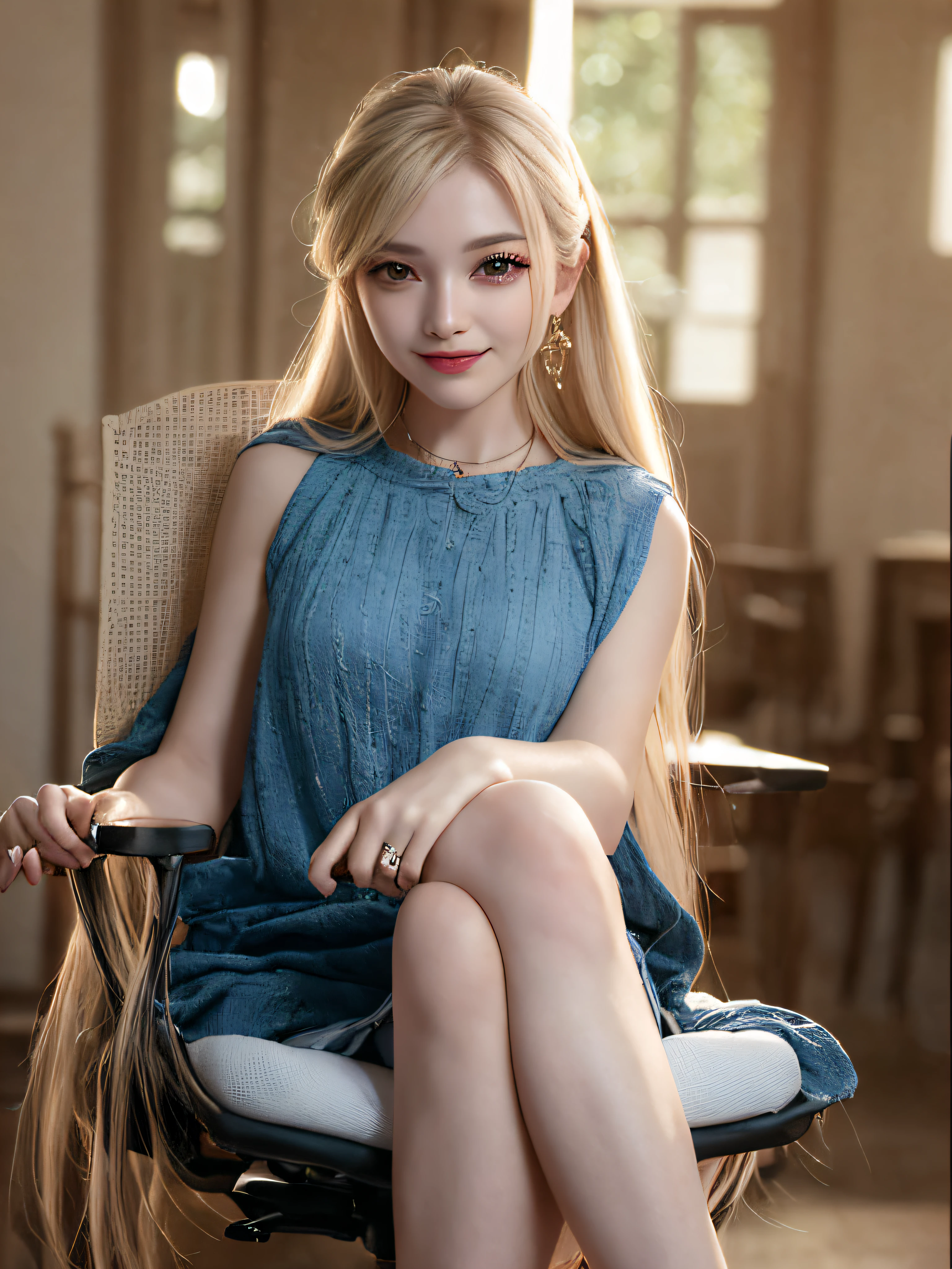Smile Sit in a chair and cross your legs