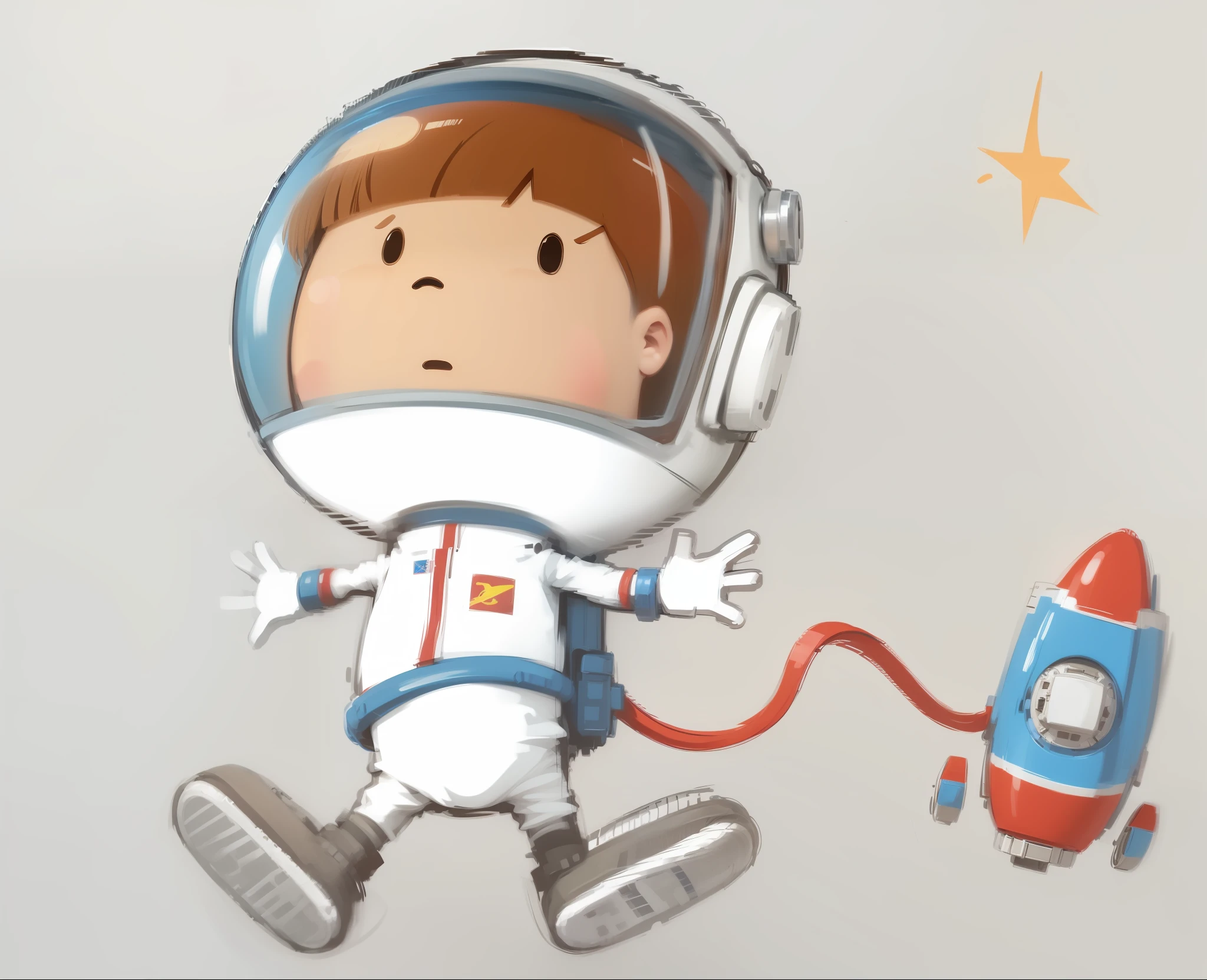 UHD, hand drawn, astronaut, , plain white background