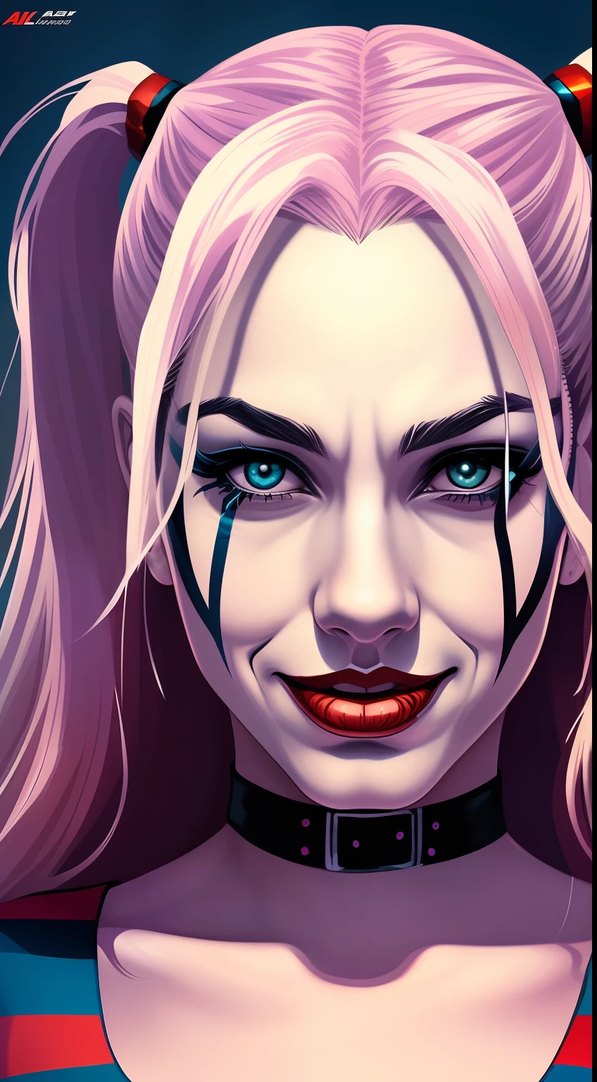 comic style illustration of harley quinn, masterpiece, high resolution, octane, 8k, detailed, sharp focus, shallow depth of field --auto