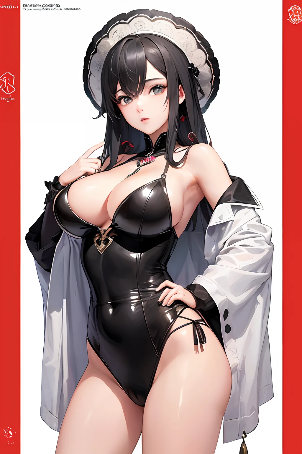 (((Masterpiece, Top Quality, Best Quality, Official Art, Beautiful and Aesthetic: 1.3)))), (1 Girl: 1.5), ((Black Hair)))), Very Detailed, (Sexy)))), Supreme Detailed, ((National Costume)))), (Shiny Skin), (Many colors: 1.1), (((Big)))), Large breasts, Light areola