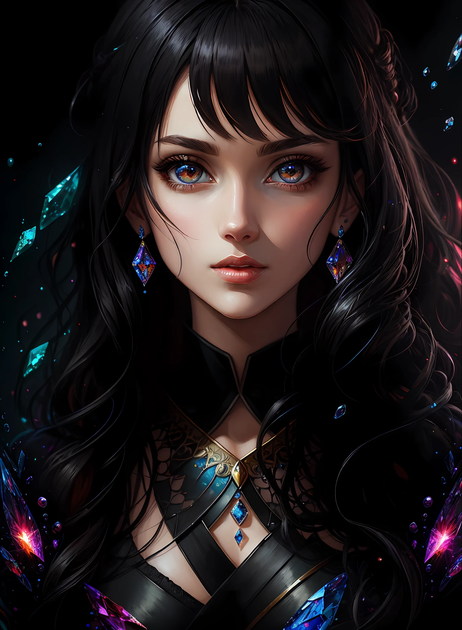 ((Best Quality)), ((Masterpiece)), (Real), (Detail),Anime Style, (1 woman) Close-up portrait of pretty woman with black hair, beautifully shining eyes like crystal clear glass, 4K high-definition digital art, stunning digital illustrations, stunning 8K artwork, colorful digital fantasy art, colorful, bright, beautiful digital artwork, Colorful Digital Painting, Digital Anime Art, Beautiful Woman Portrait, 8K HD Digital Wallpaper Art, Gorgeous Digital Painting