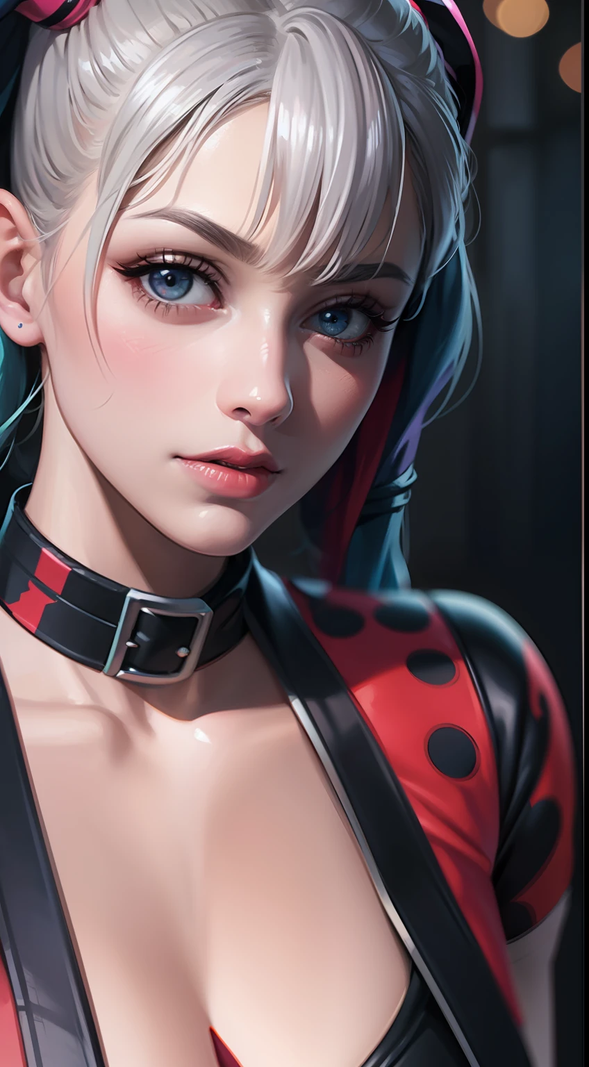 comic style illustration of harley quinn, masterpiece, high resolution, octane, 8k, detailed, sharp focus, shallow depth of field
